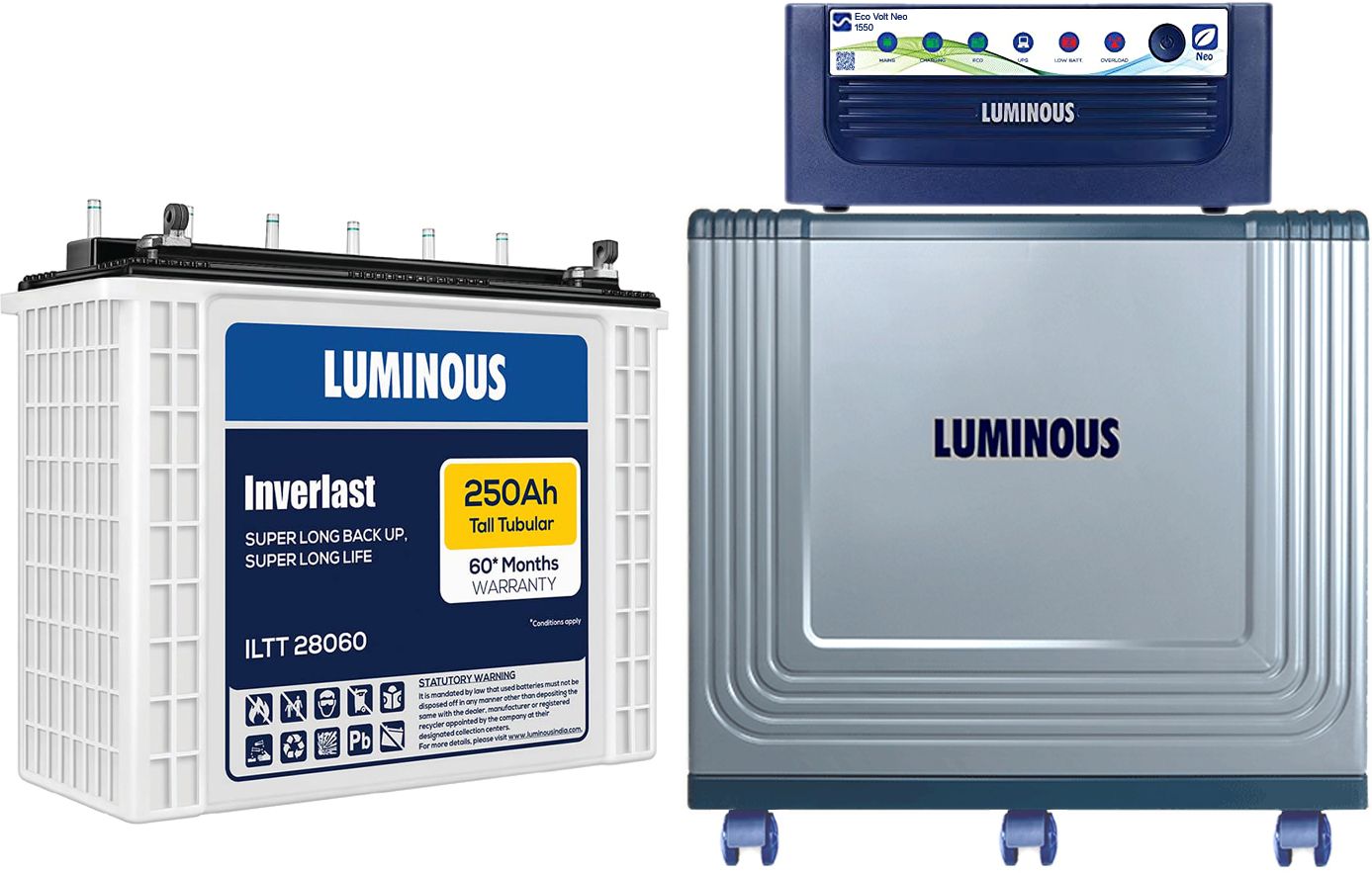 Eco Volt Neo 1550 with ILTT 28060 & Trolley Tubular Inverter Battery-image-7