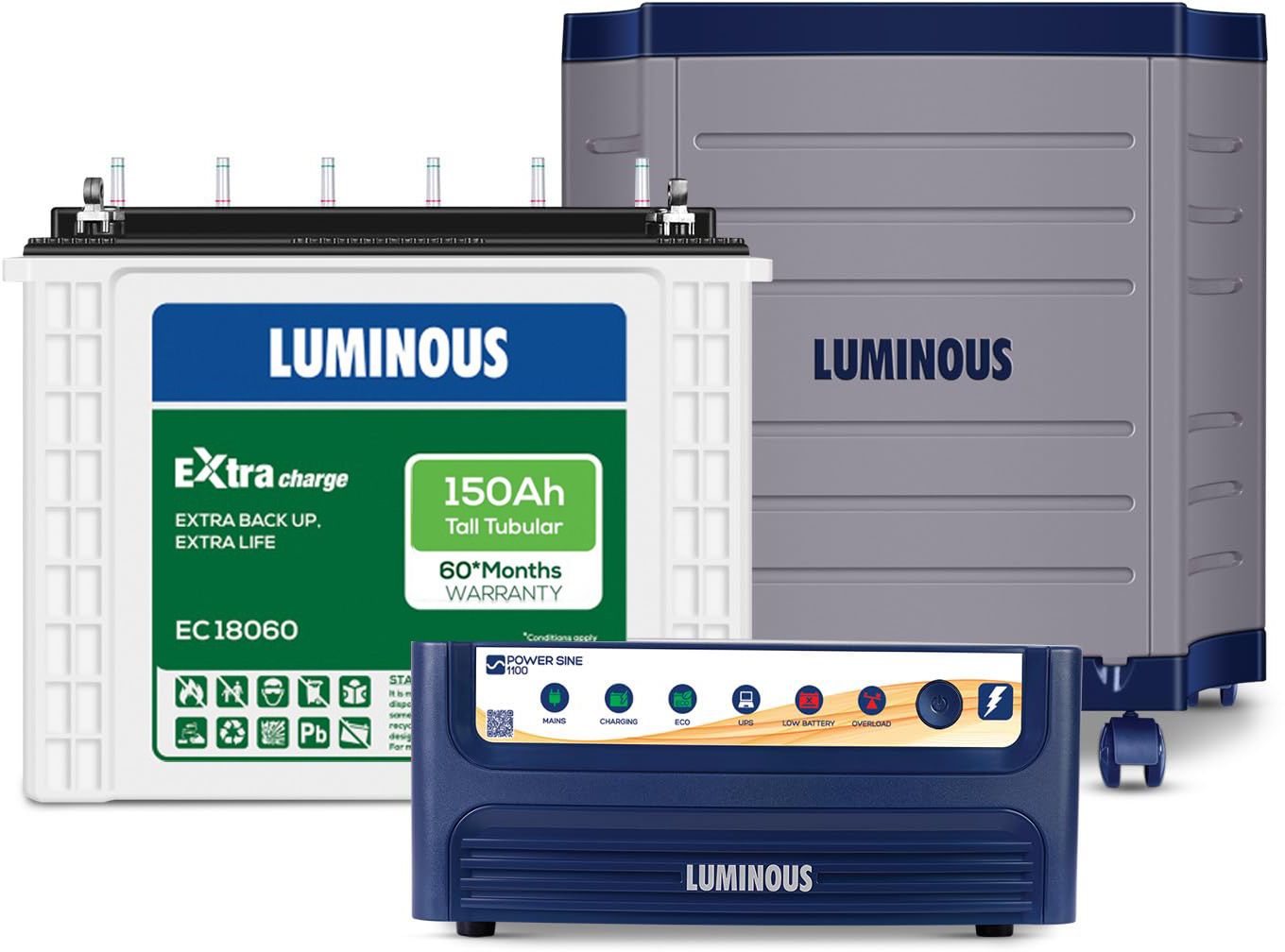 Power Sine 1100 Pure Sine Wave 900VA/12V Inverter with EC 18060 & Trolley Tubular Inverter Battery-image-32