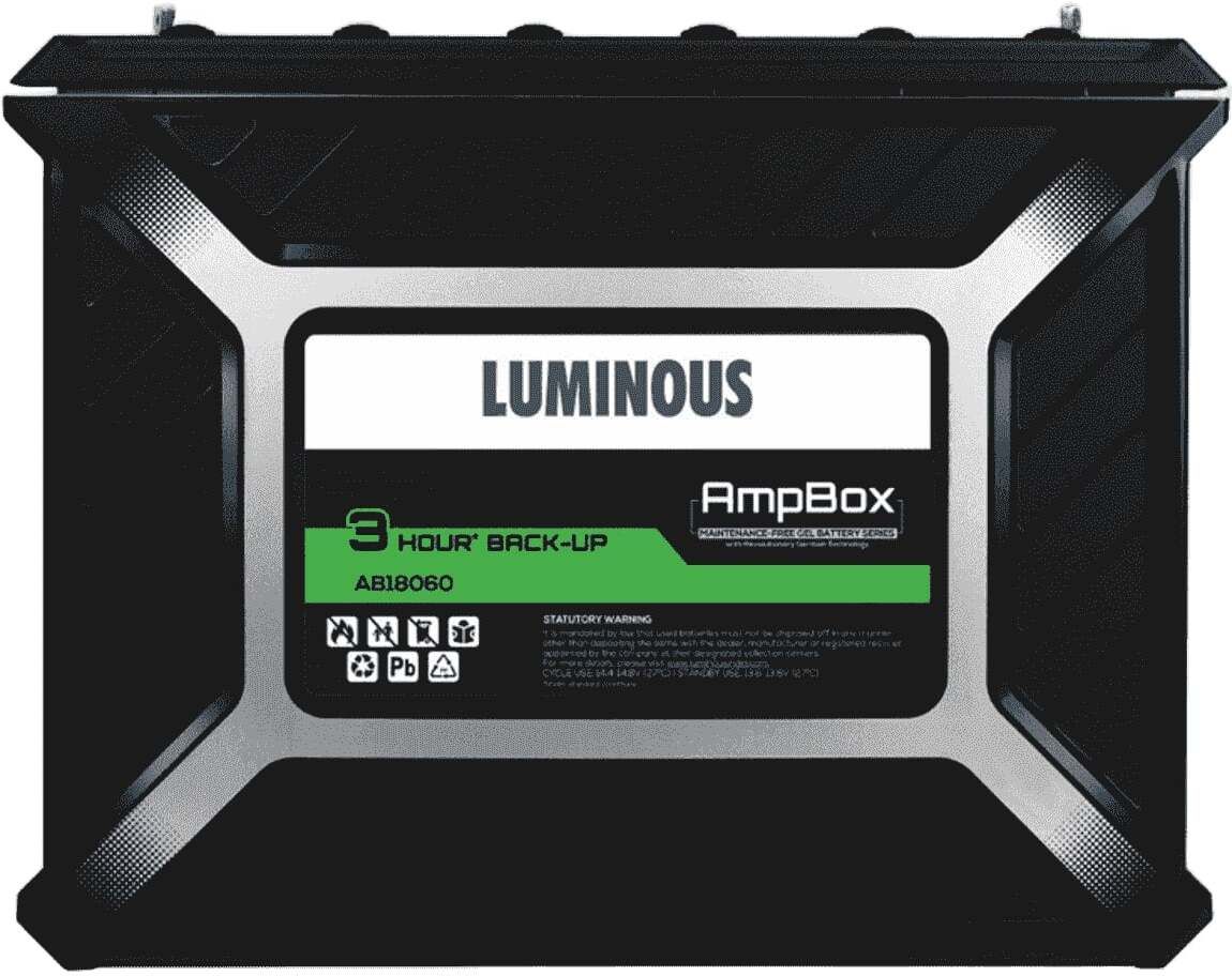 luminous AB18060 Gel Battery with 3 hours Back @400w (Maintenance Free) Sealed Inverter Battery-picture-43