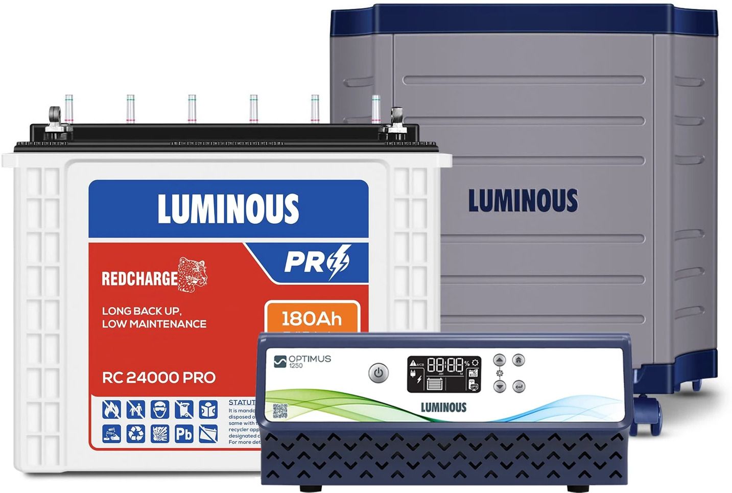 Optimus 1250 Pure Sine Wave 1100VA/12V Inverter with RC 24000 PRO & Trolley Tubular Inverter Battery-image-30