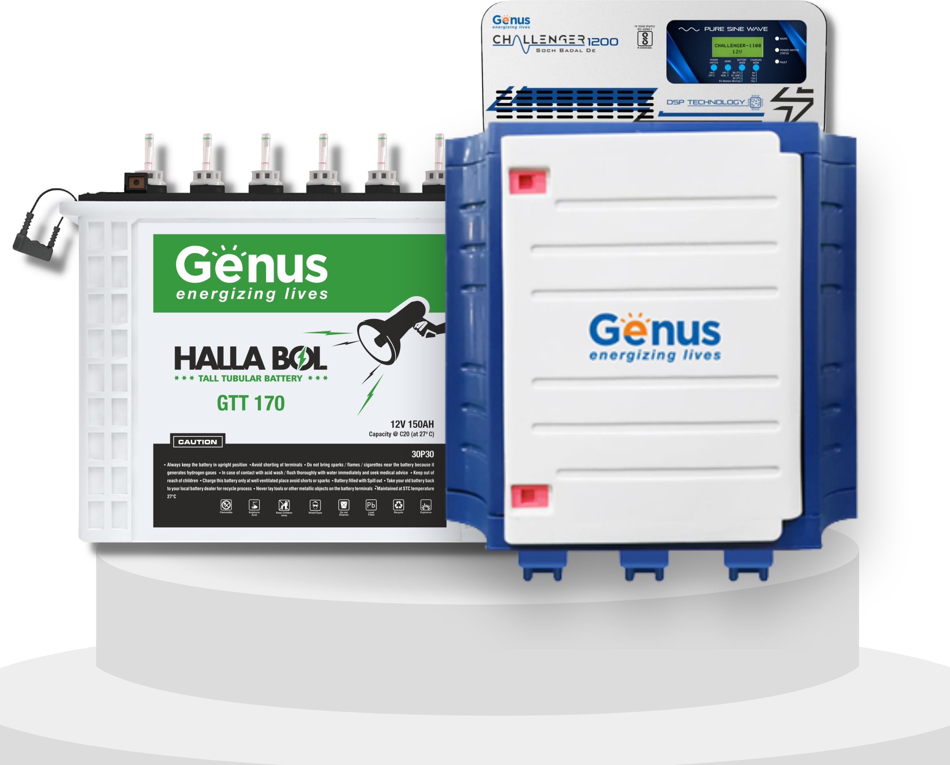 Challenger 1200 Pure Sine Wave 900 VA Inverter with Trolley and 150Ah Tall Tubular Inverter Battery-image-13
