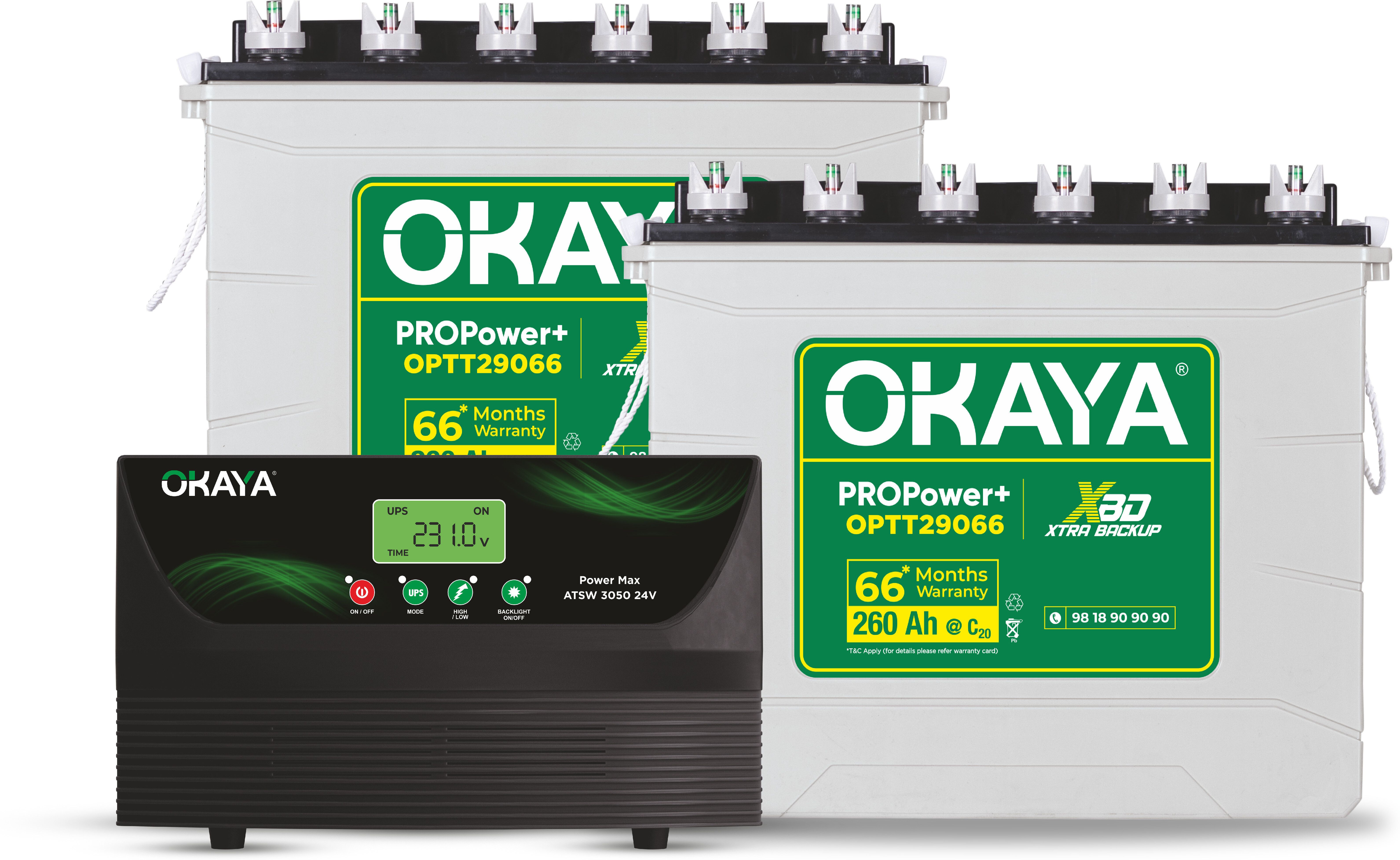Inverter and 2 Battery Combo, ATSW3050 2500VA Inverter & OPTT29066 260Ah Tall Tubular Inverter Battery-image-37