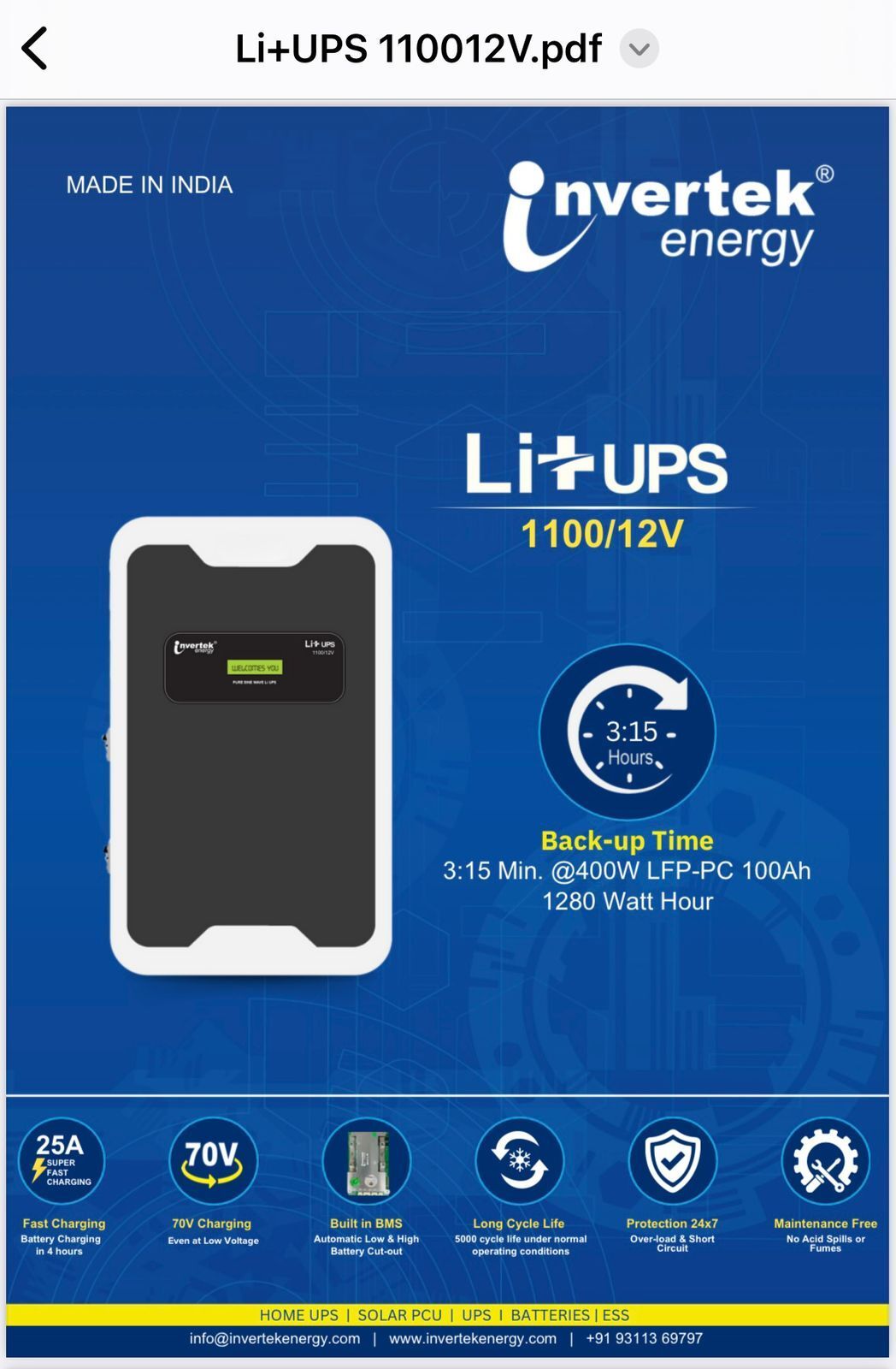 ?Li+UPS 1100/12V Valve Regulated Multi Cell Inverter Battery-image-16
