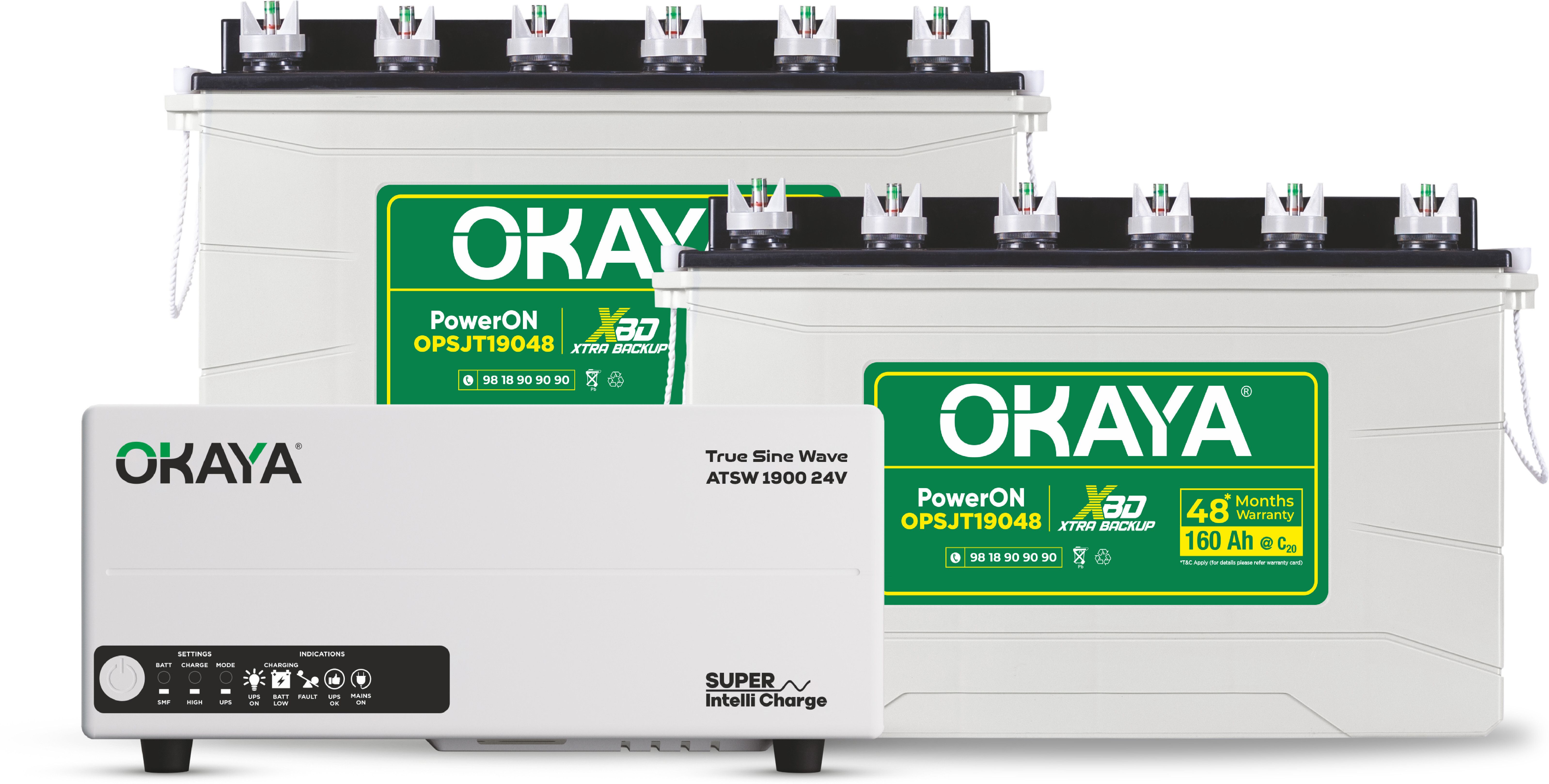 Inverter & 2Battery Combo, ATSW1900 1650VA Inverter&OPSJT19048 160Ah Super Jambo Tubular Inverter Battery-image-36