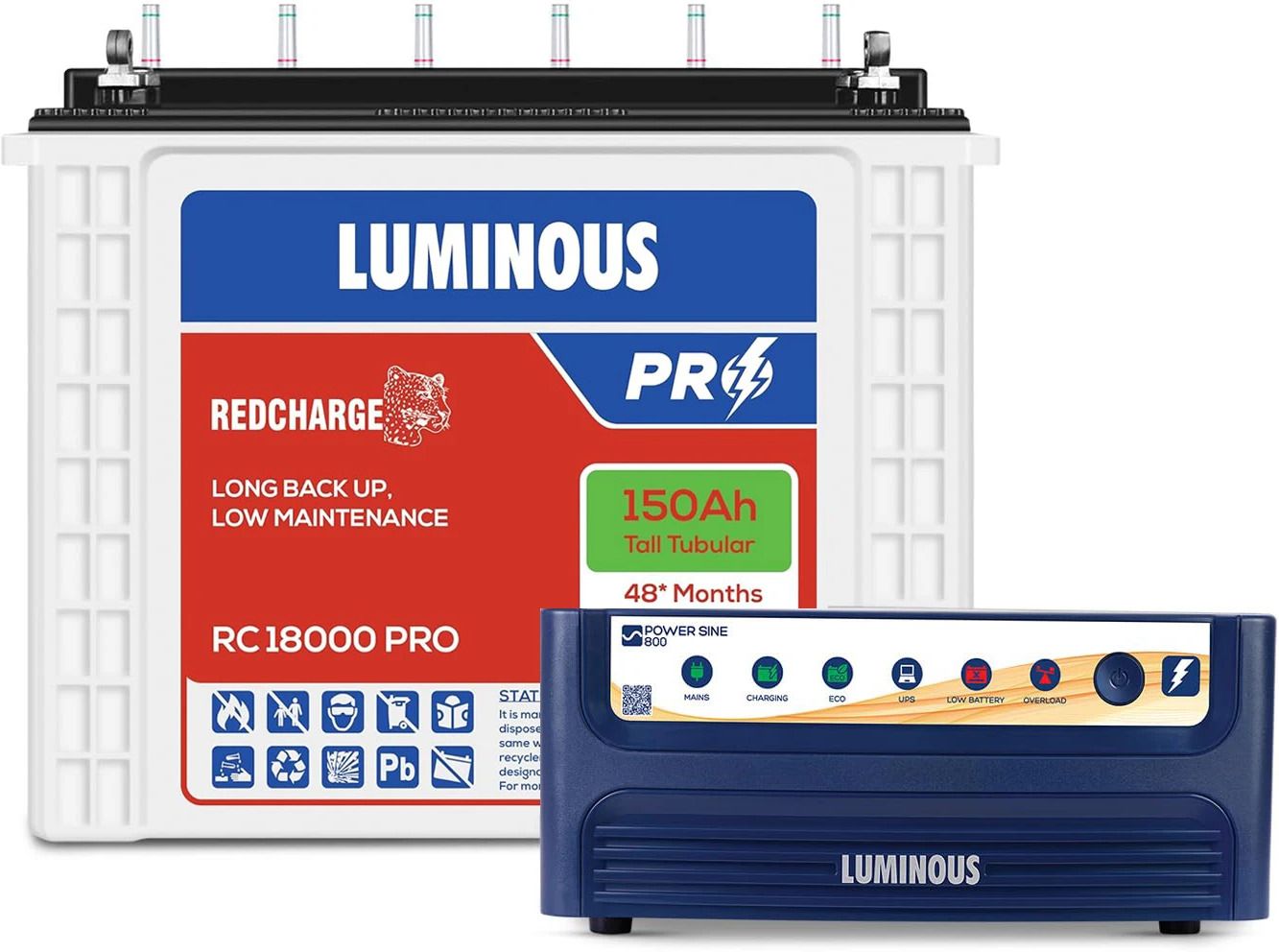 Power Sine 800 Pure Sine Wave 700VA/12V Inverter with RC 18000 PRO Tubular Inverter Battery-image-22