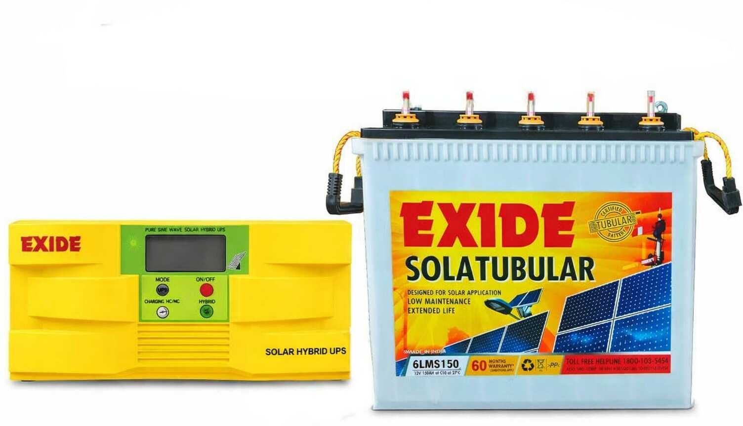 1050 VA Exide1100 Solar Hybrid UPS Inverter WIth 150Ah Solar Battery, LCD Display, with 3 Year Warranty Solar Compatible Pure Sine Wave Inverter-image-23