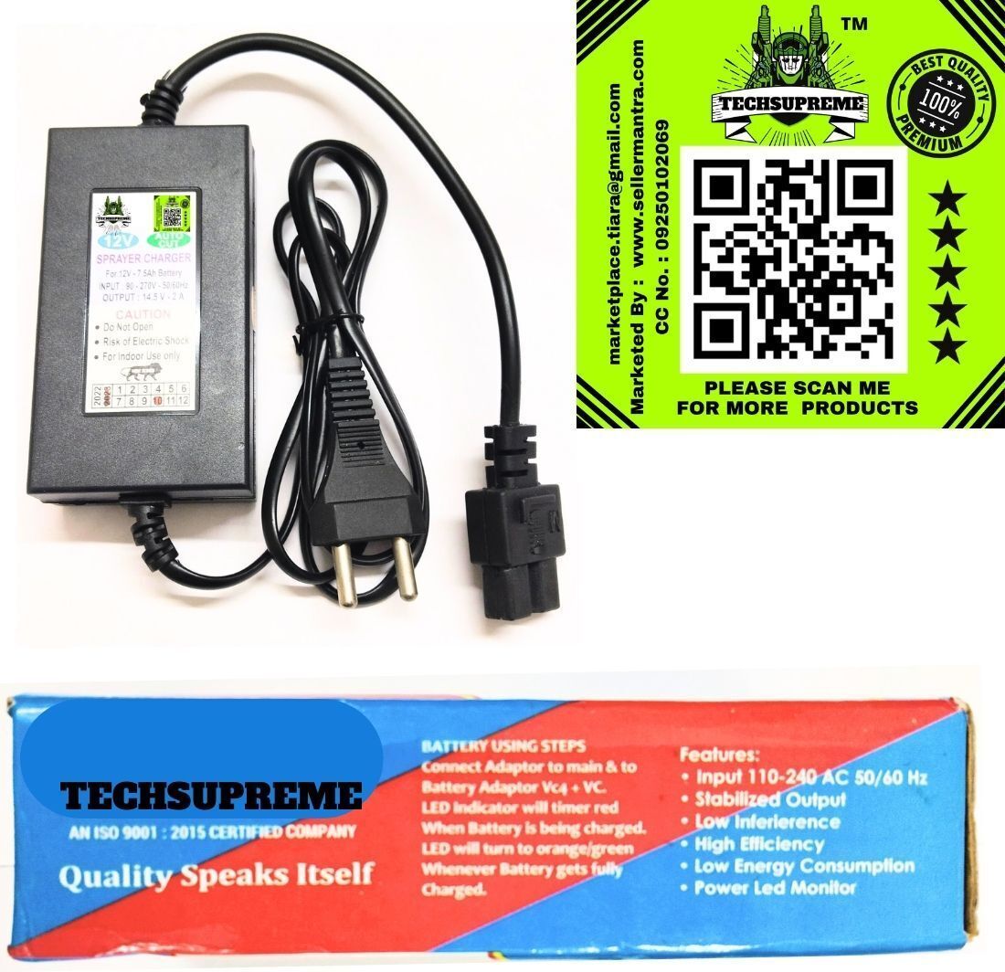 techsupreme 2 Pin 12v 7.5 amp Kisan Battery Charger SMPS Based Farmer Spray Machine Charger Square Wave Inverter-picture-19