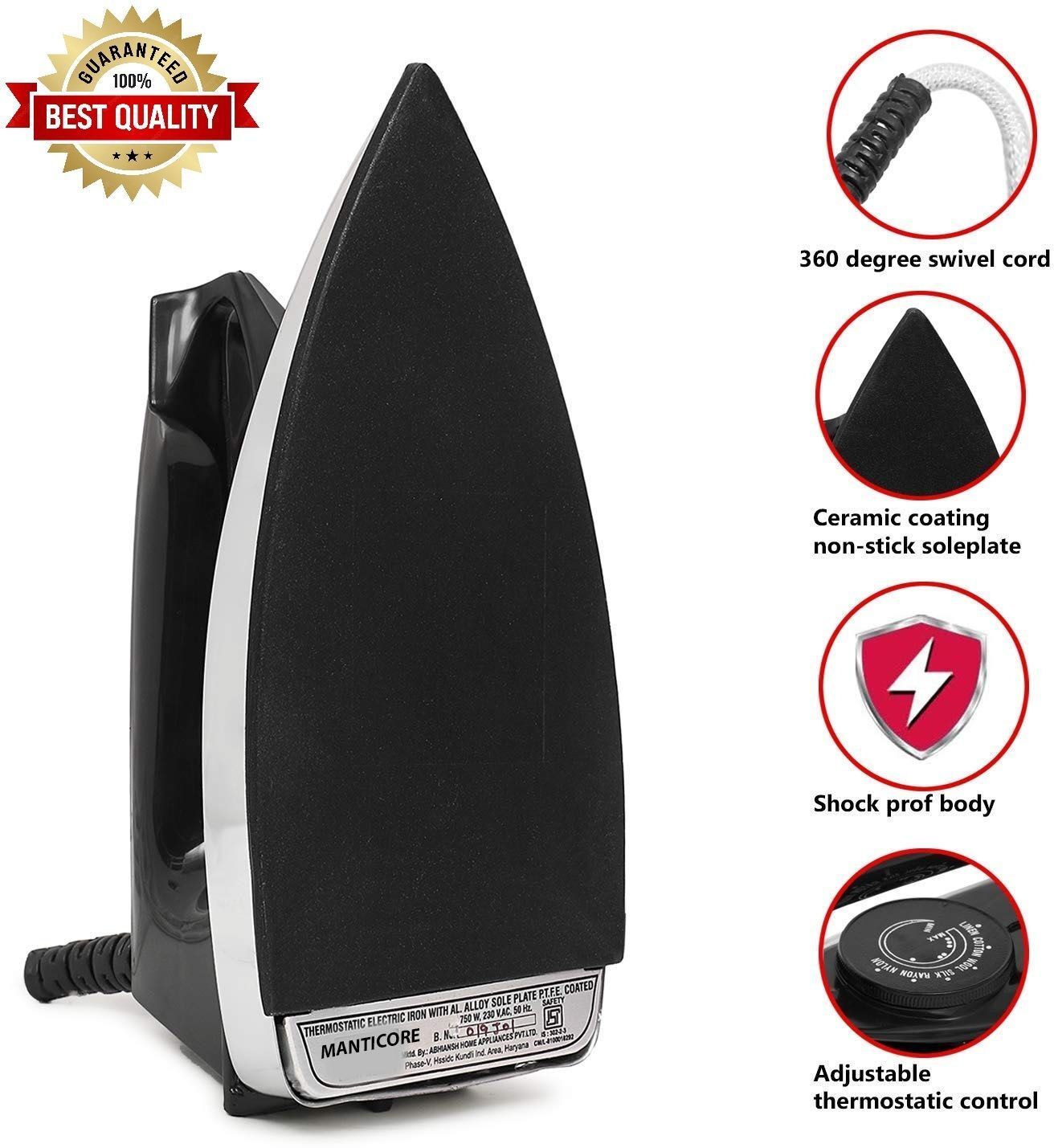 thriftoria Automatic iron box with Dual Non-sticky & anti-bacterial coating 750W Dry Iron 750 W Dry Iron-picture-19