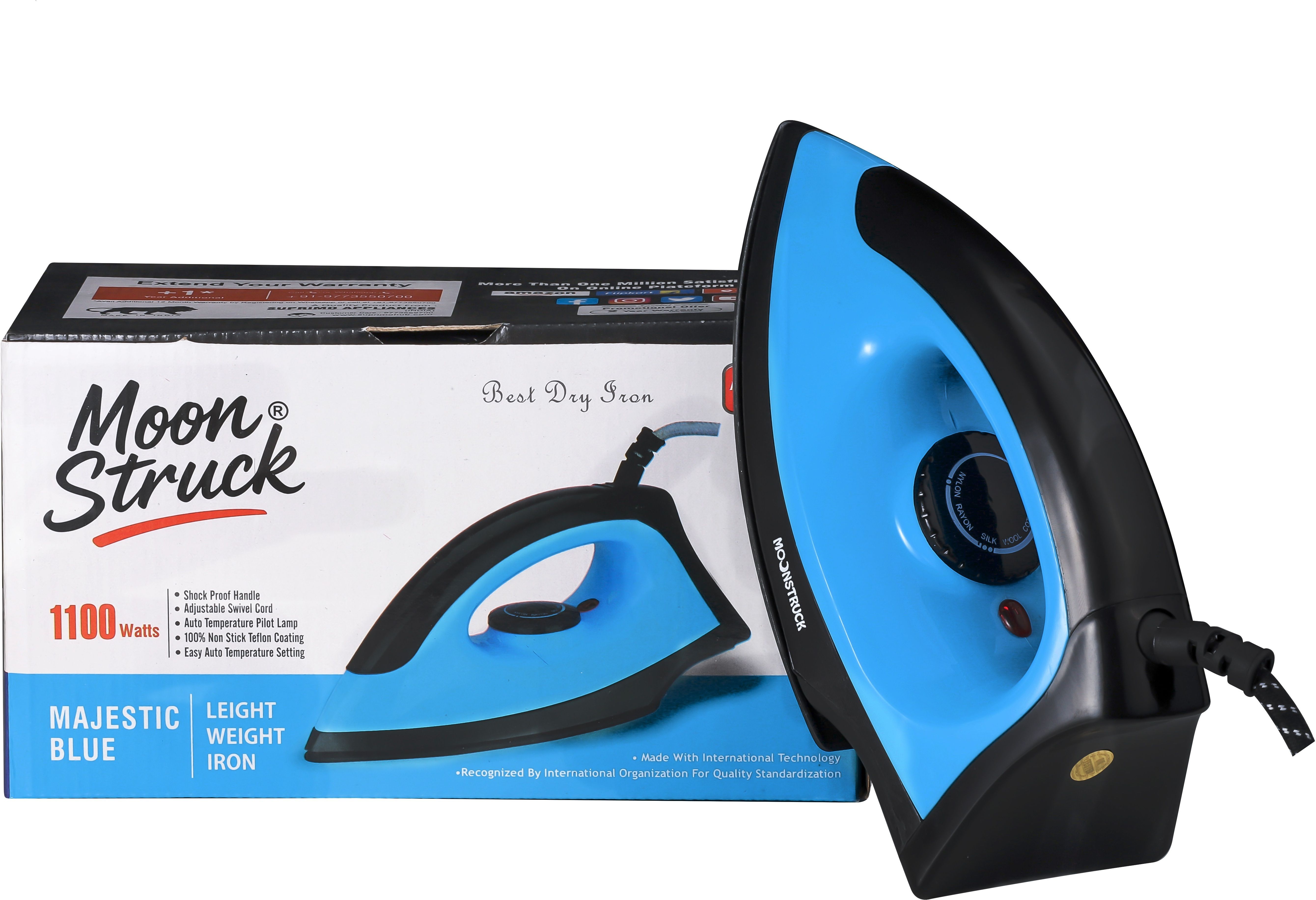 By Suprimo Lightweight Dry Iron | Advanced Non-Stick Soleplate | Safe Grip 1100 W Dry Iron