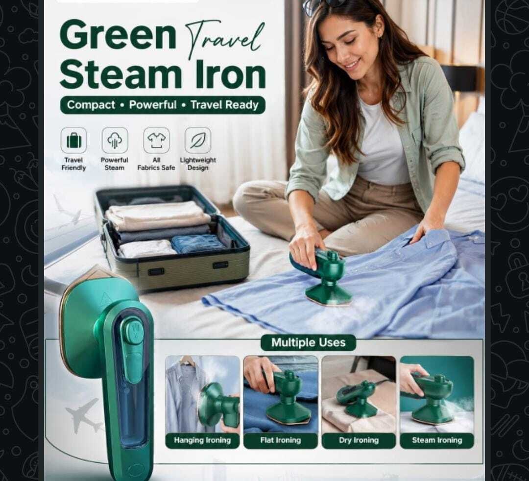 Handheld Garment Steamer, Green, Dry & Wet Ironing, One-Click Water Spray, 360° 2 W Steam Iron-image-3