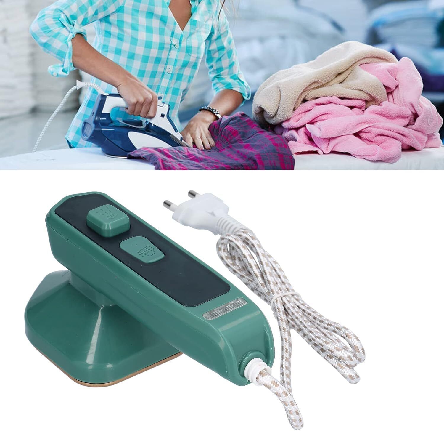 Travel Iron Steam with 60 ml Water Tank-Green 50 W Garment Steamer-image-29