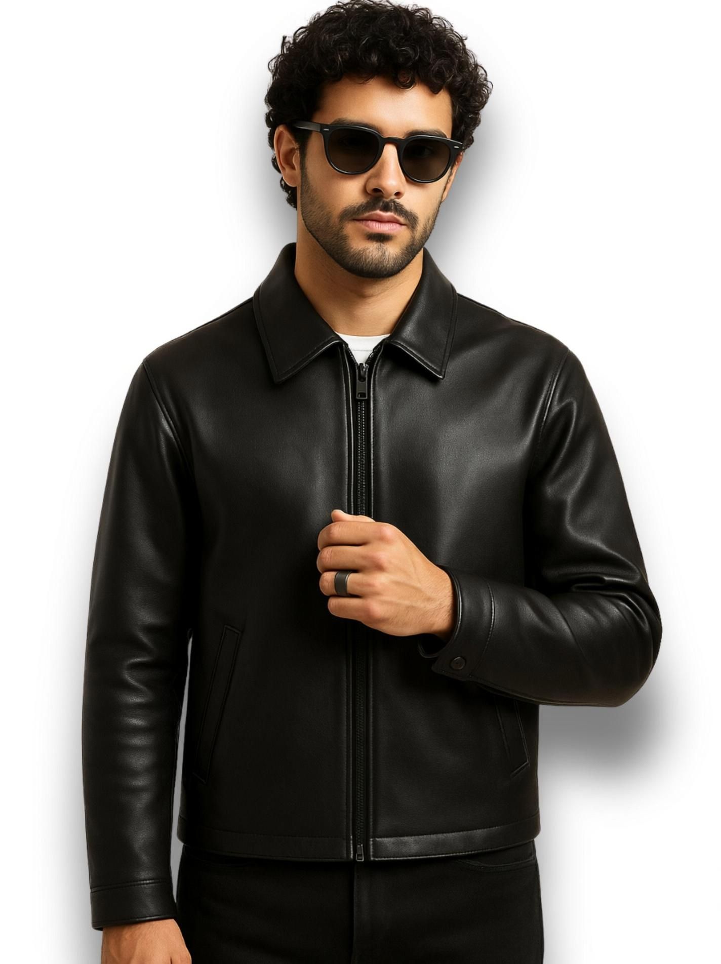 kindores Men Solid Leather Jacket-picture-24