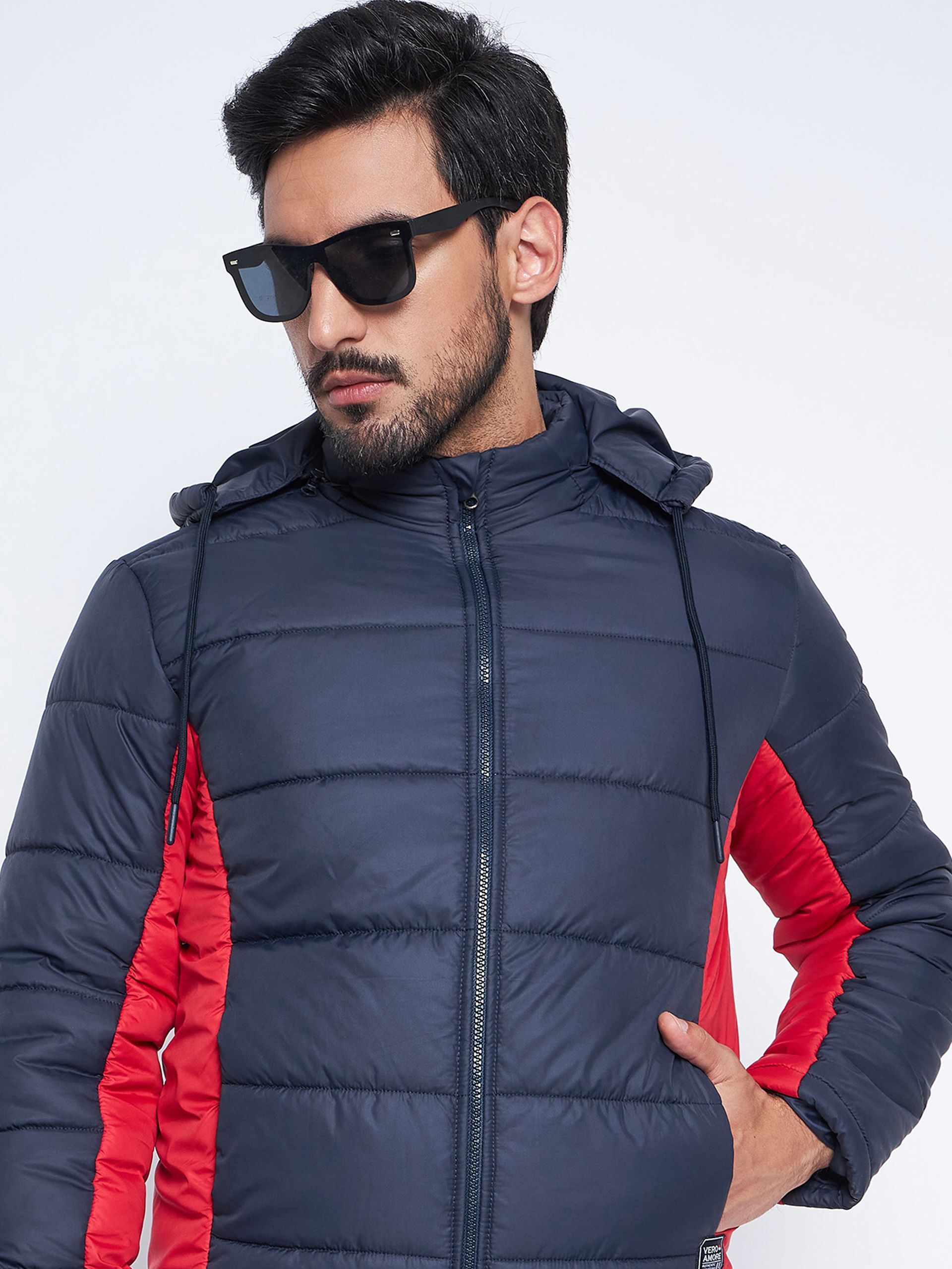 vero amore Men Colorblock Quilted Jacket-picture-11