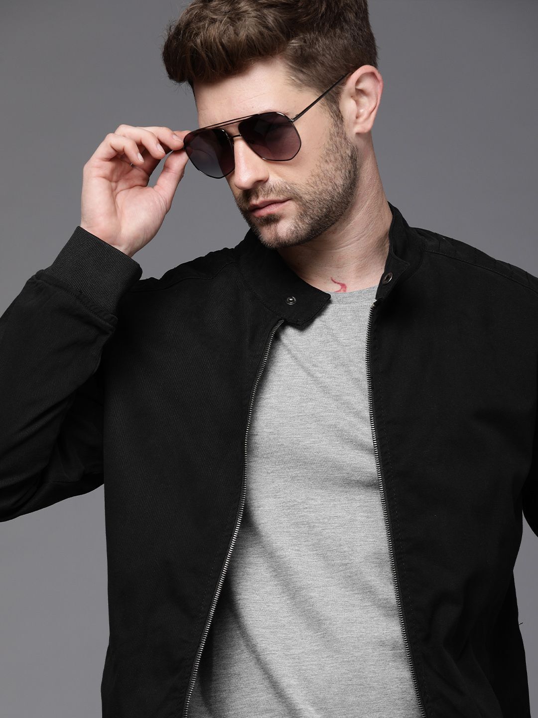 wrogn Men Solid Bomber Jacket-picture-27