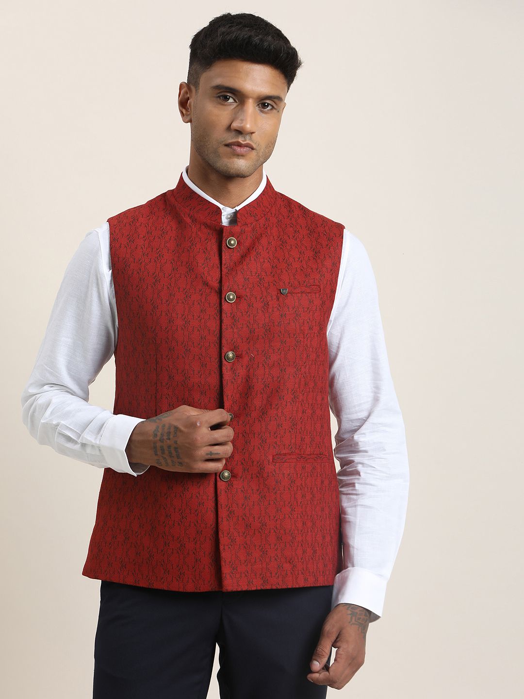 turtle Self Design Men Waistcoat-picture-17