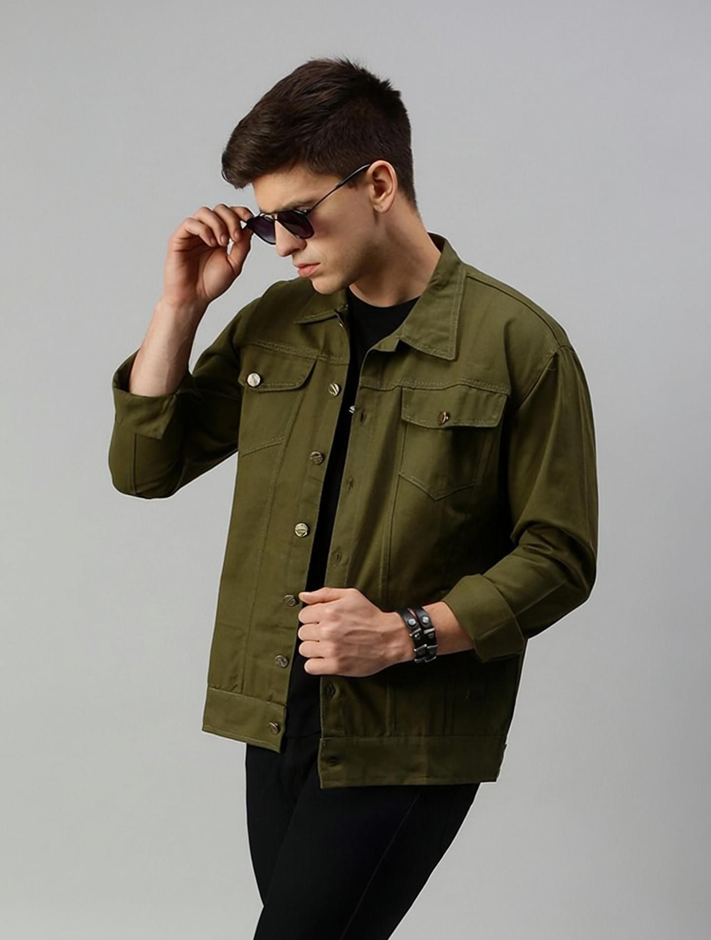 Men Solid Denim Jacket-image-12