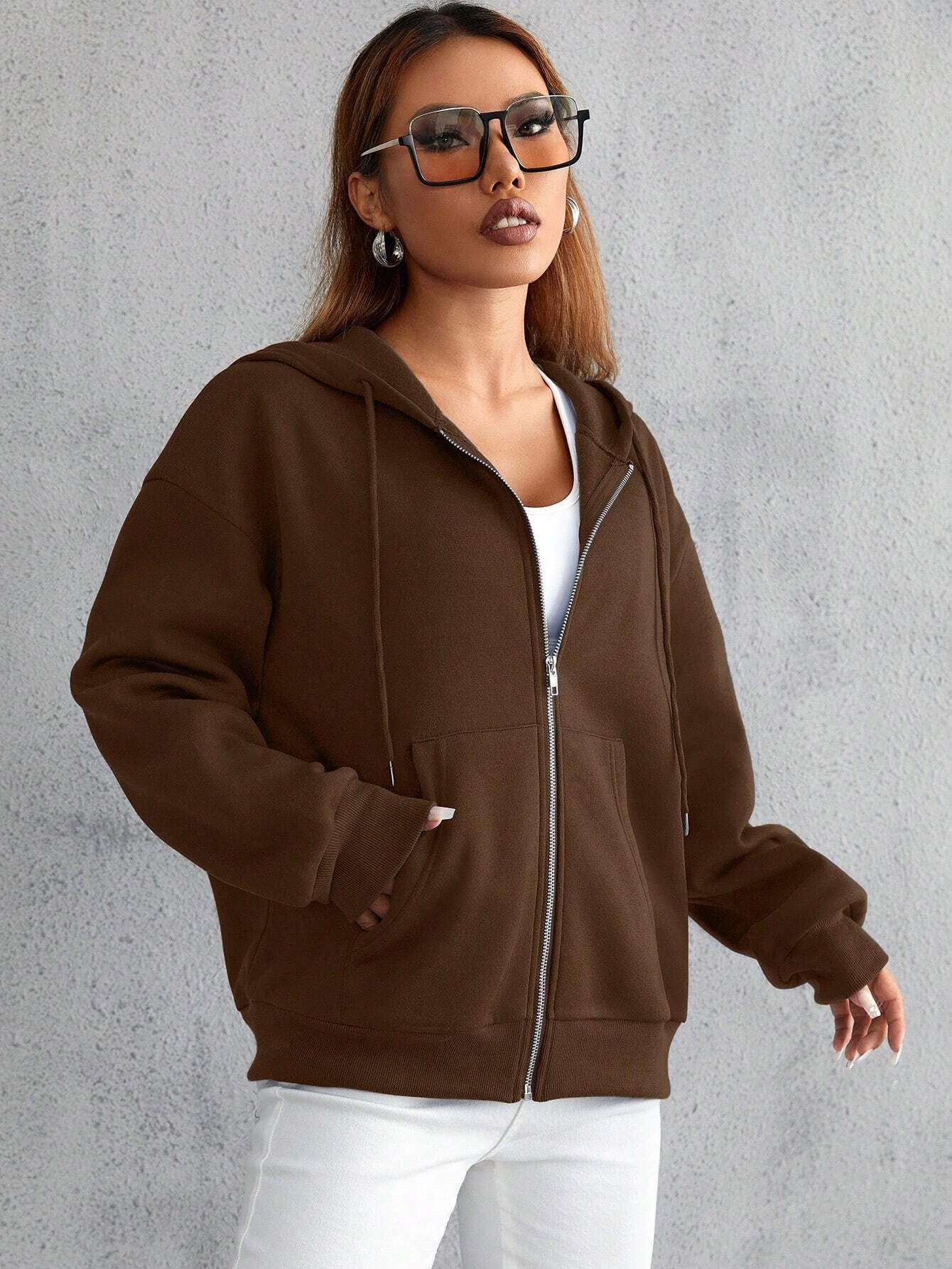 Women Full Sleeve Solid Hooded Sweatshirt-image-45