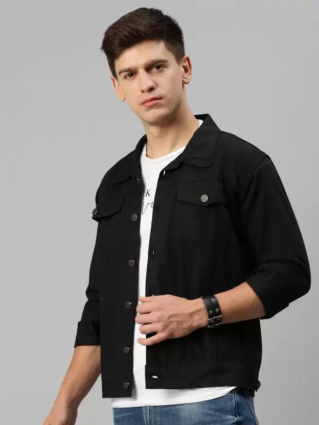 Men Solid Denim Jacket-image-9