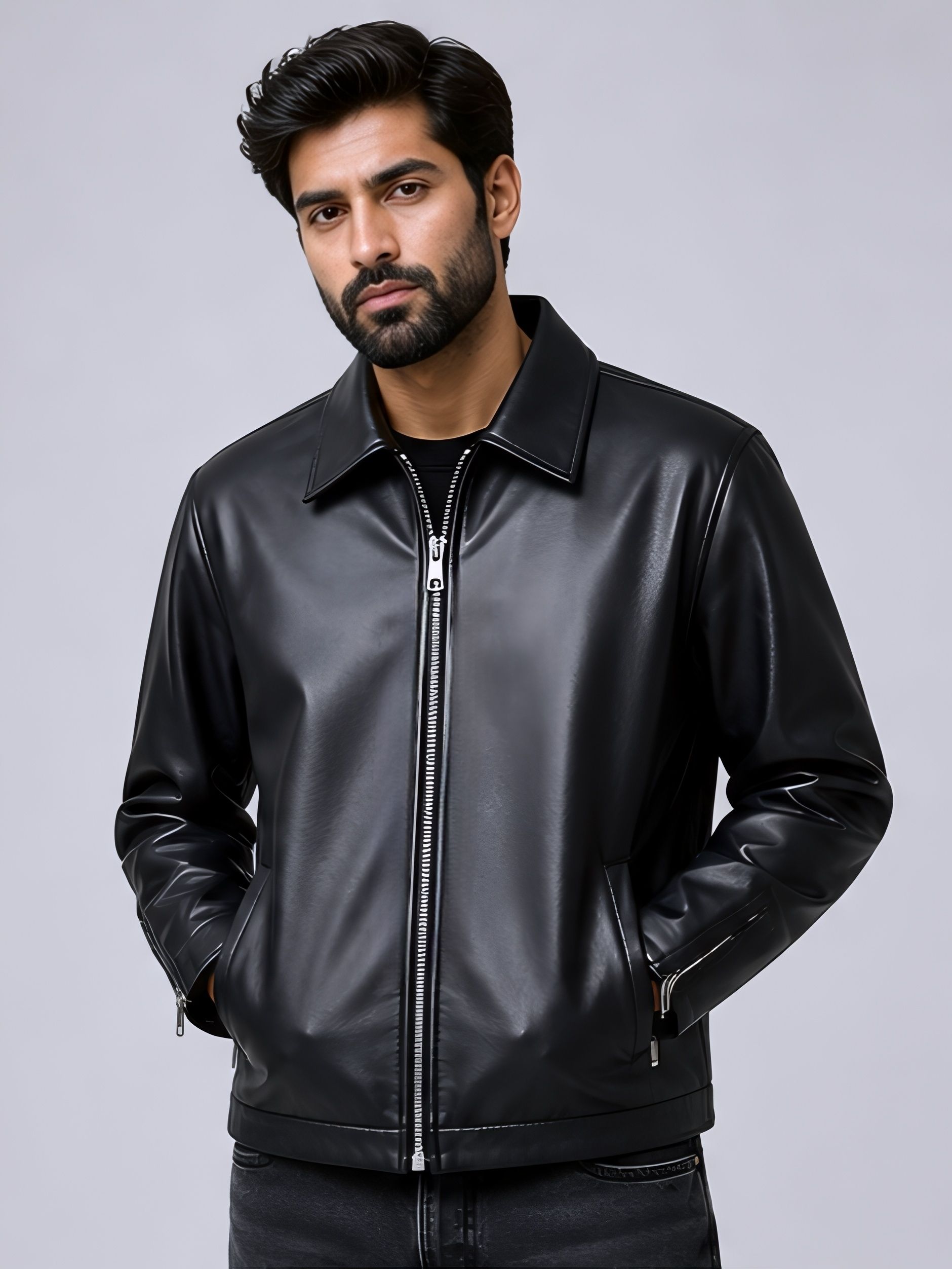 walhalaa Men Solid Leather Jacket-picture-26