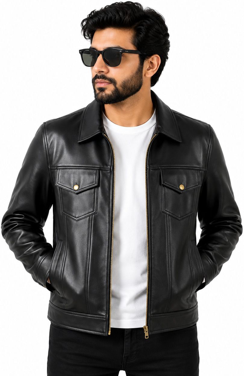 kesele Men Solid Leather Jacket-picture-28