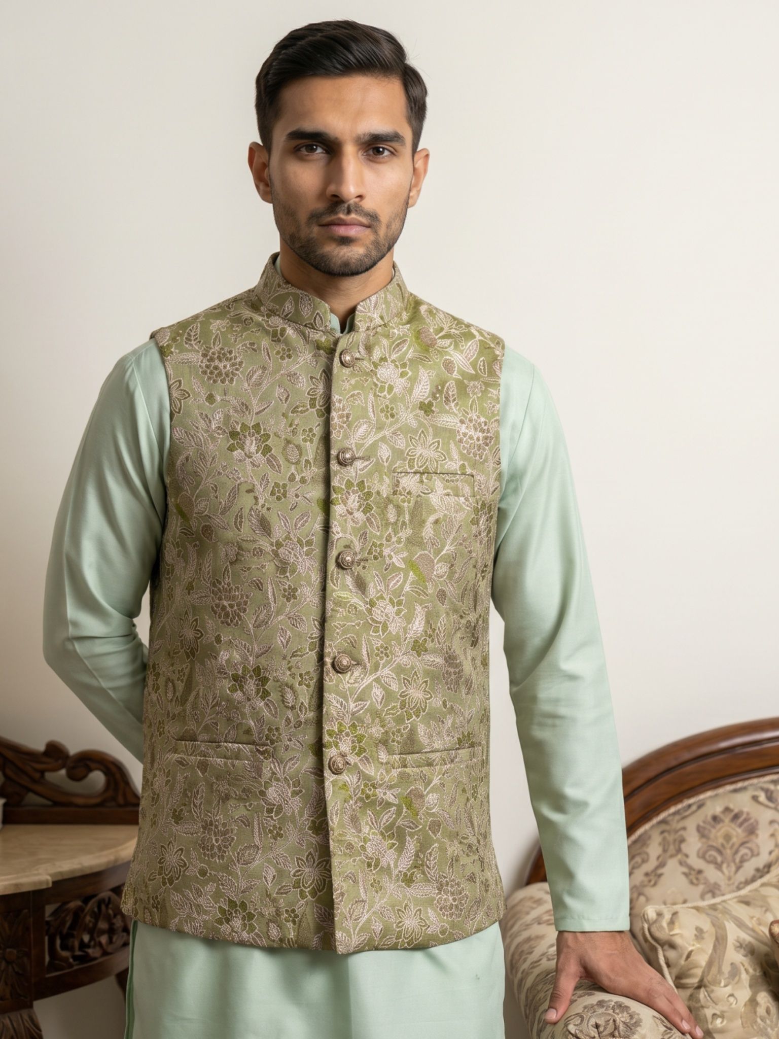 jompers Men Woven Design Nehru Jacket-picture-36
