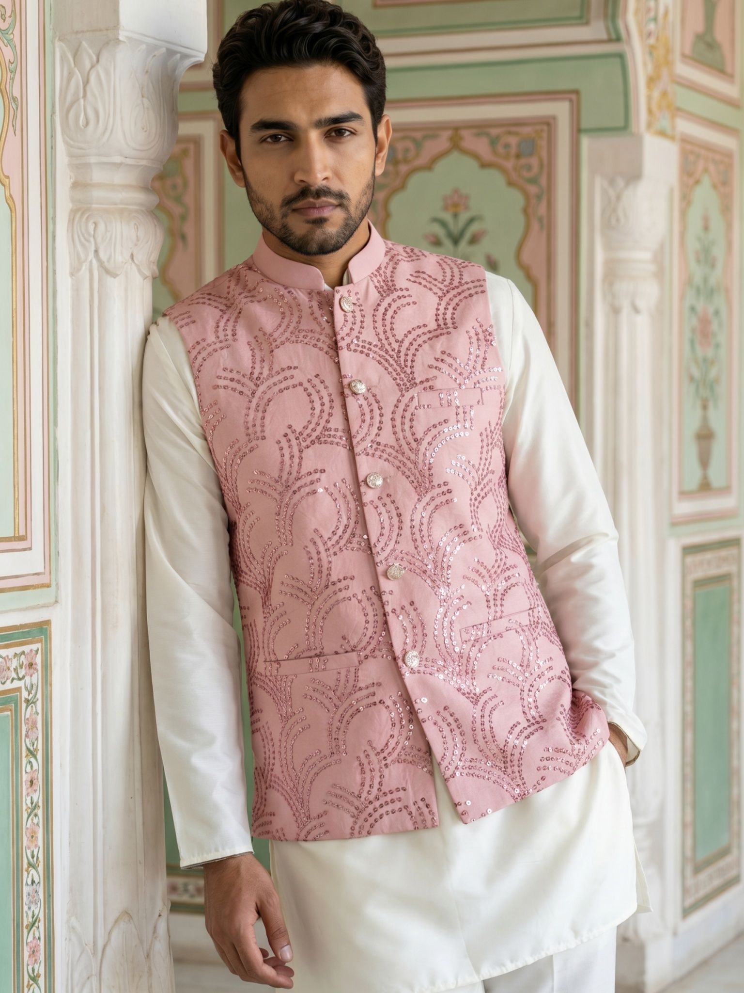 jompers Men Embroidered Nehru Jacket-picture-14