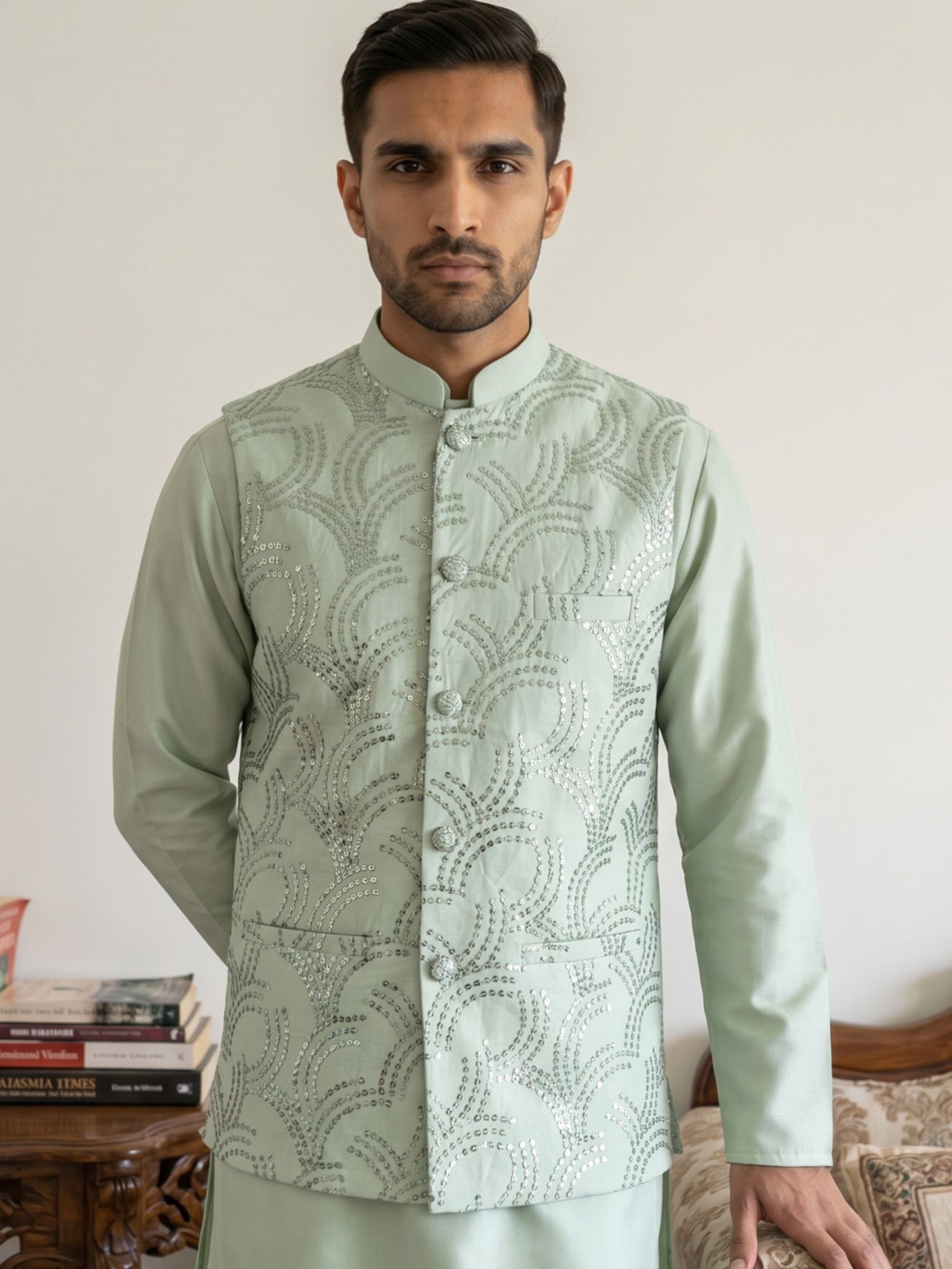 jompers Men Embroidered Nehru Jacket-picture-30