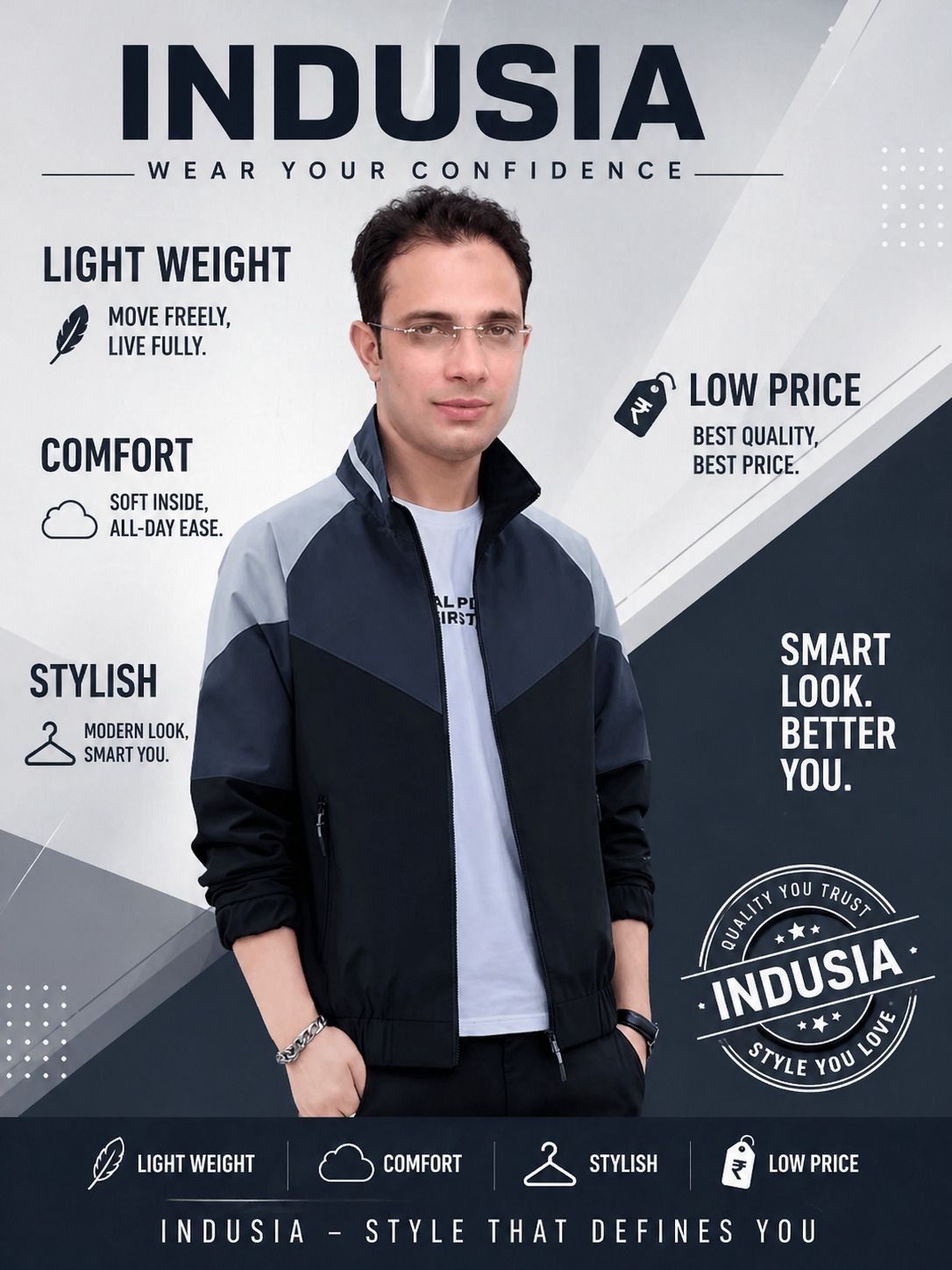 indusia lingeries Men Colorblock Casual Jacket-picture-38