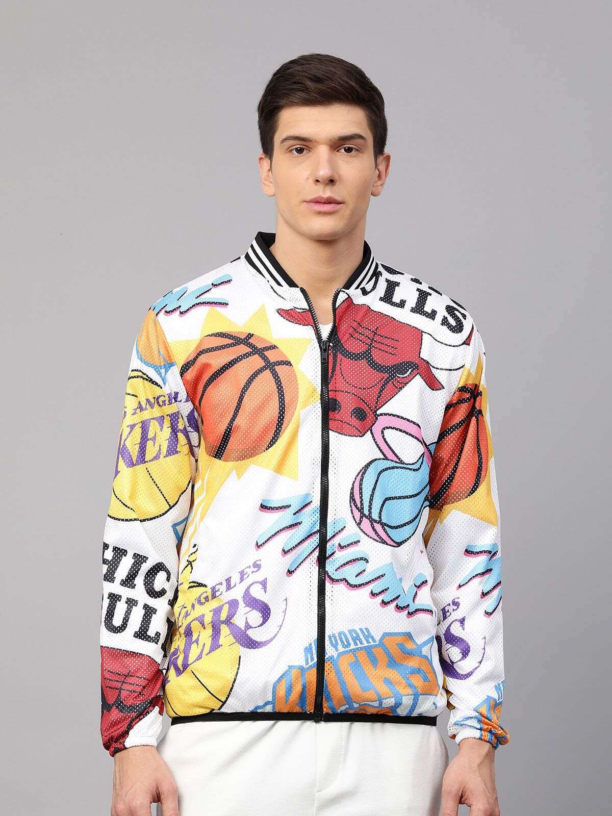 shop the arena nba Men Printed Bomber Jacket-picture-45