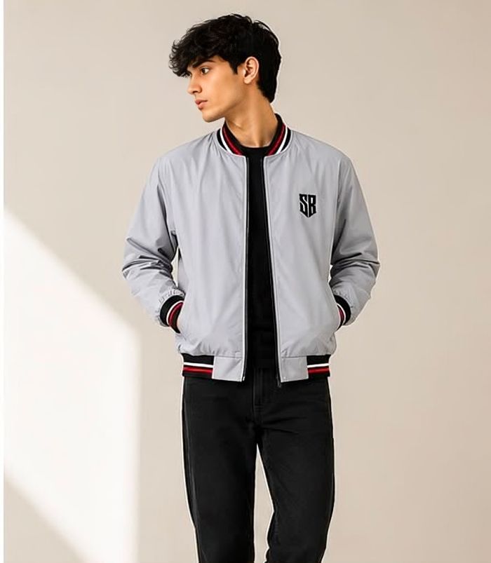 stileroma Men Solid, Self Design Bomber Jacket-picture-5