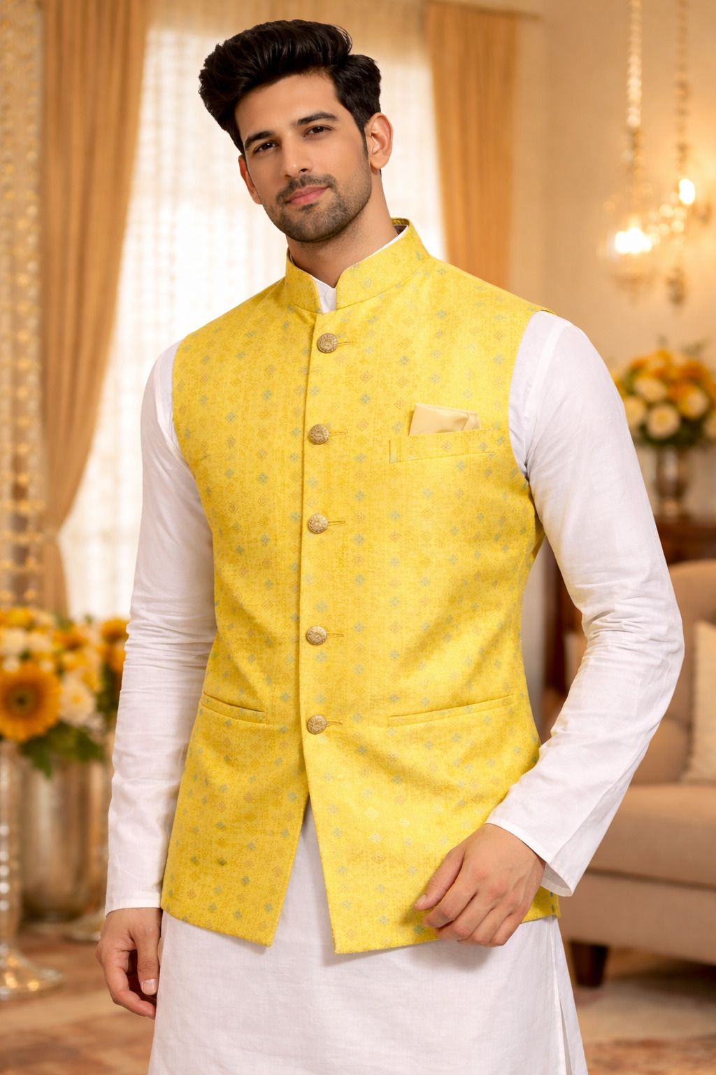 fab mafia Men Geometric Print Nehru Jacket-picture-21