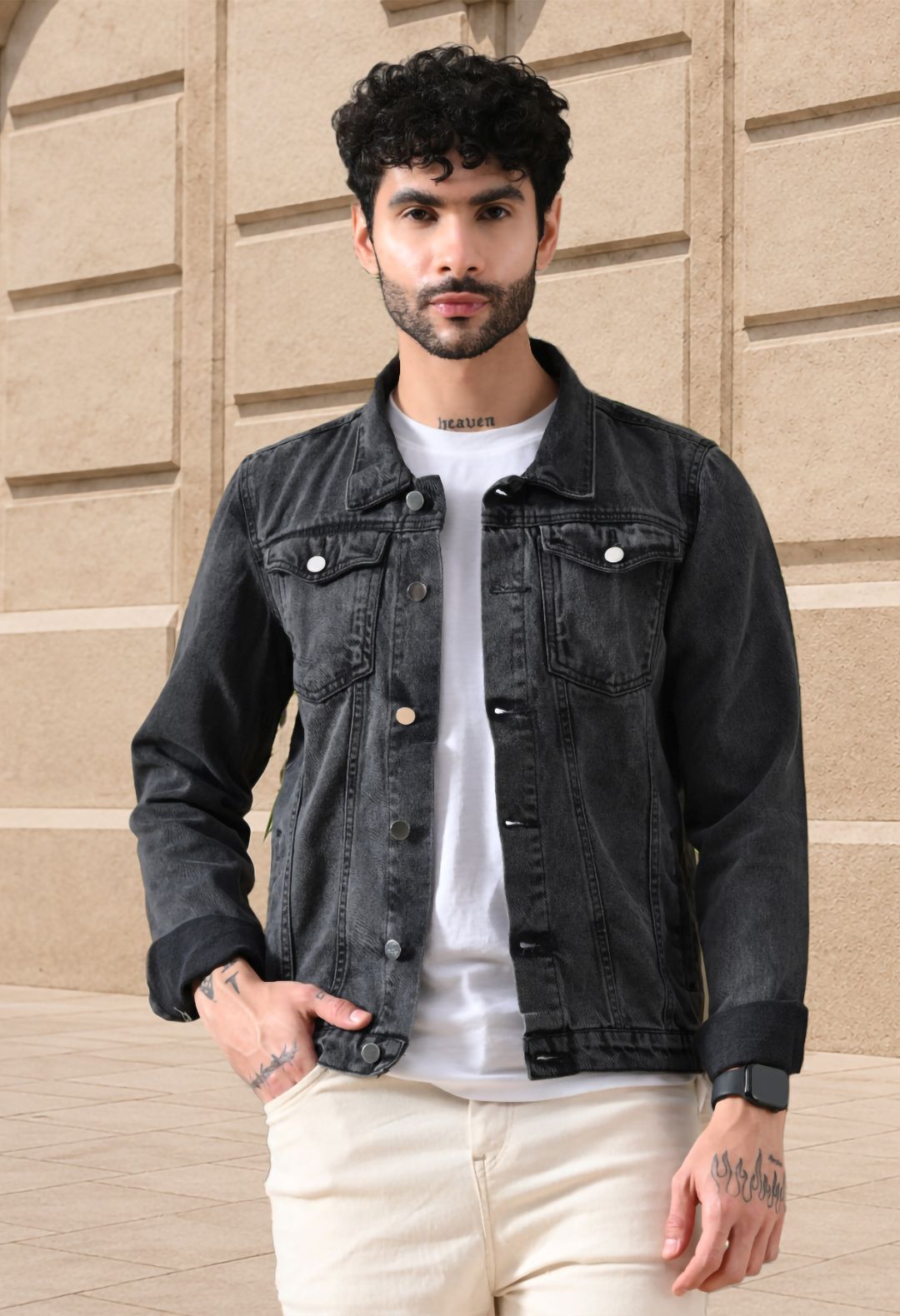 mast & harbour Men Solid Denim Jacket-picture-42