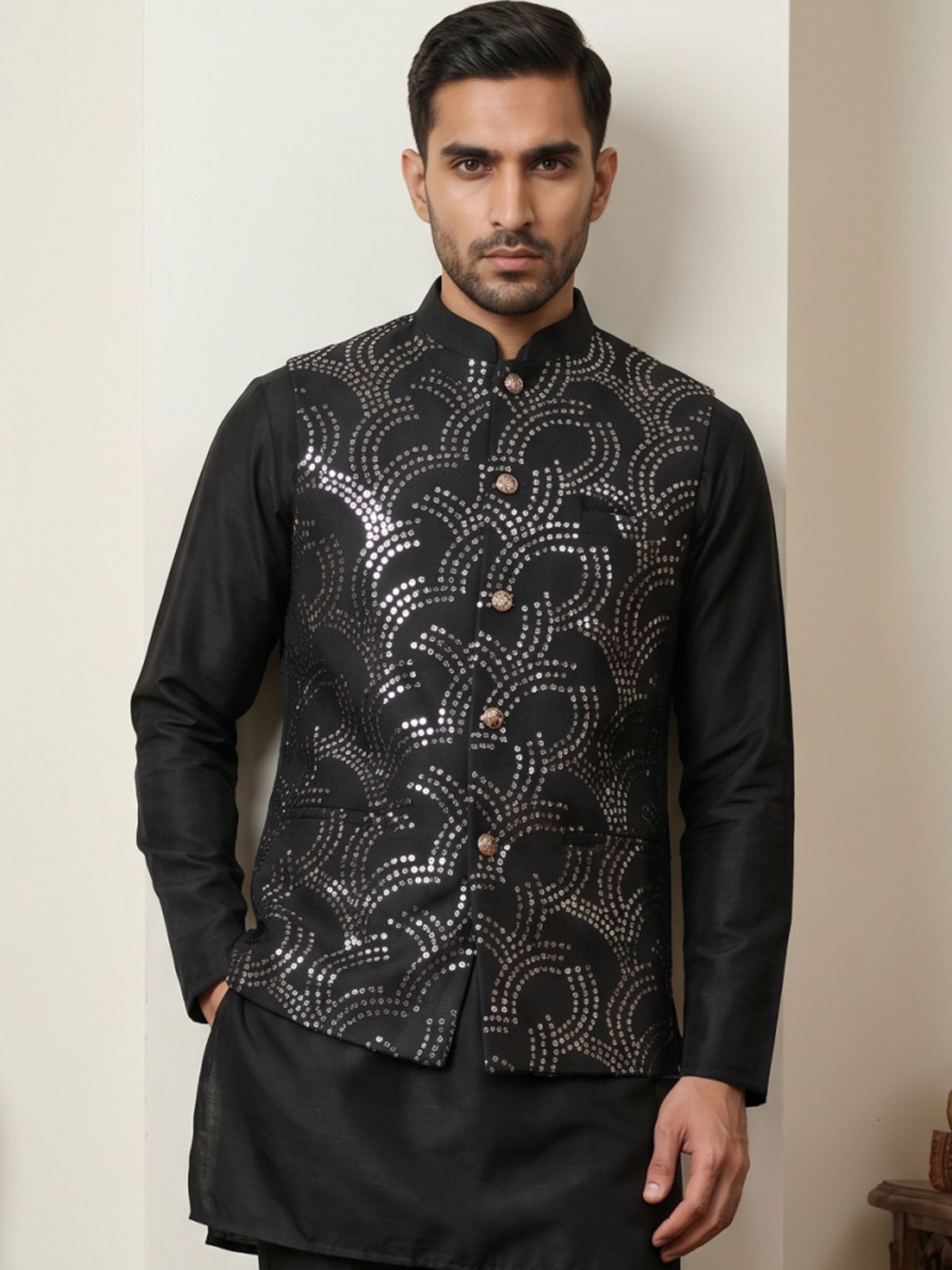 jompers Men Embroidered Nehru Jacket-picture-14