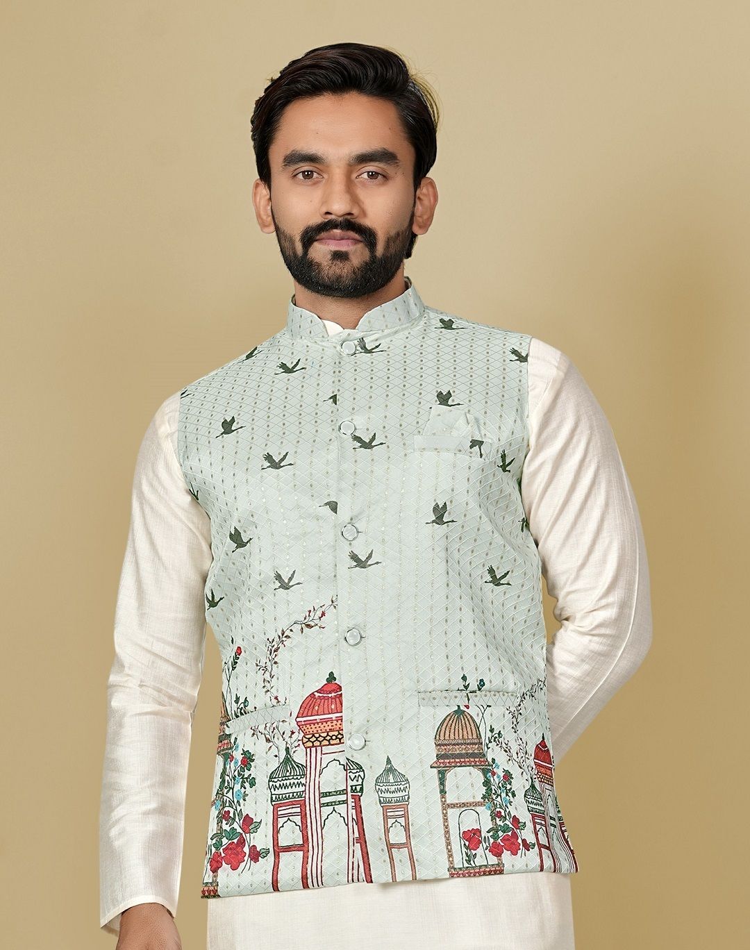 leipzig fashion Floral Print Men Waistcoat-picture-19