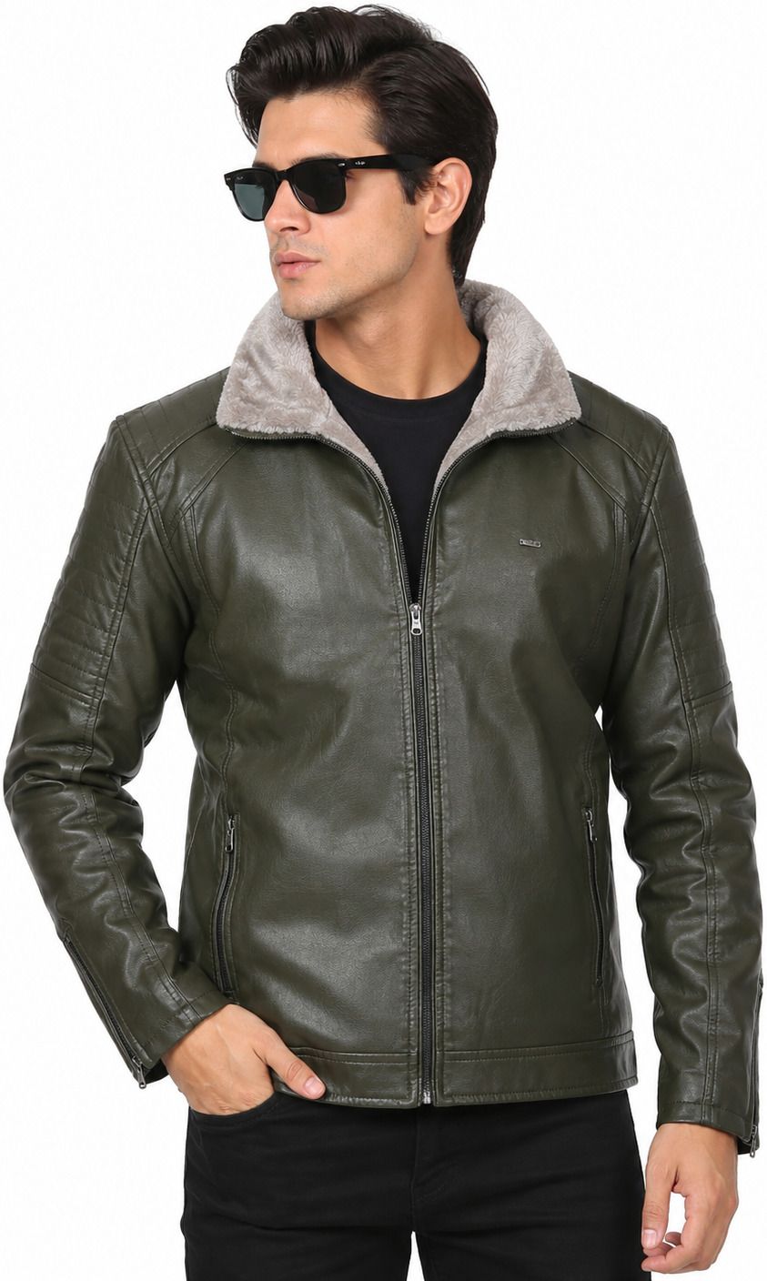 norbu Men Solid Leather Jacket-picture-10