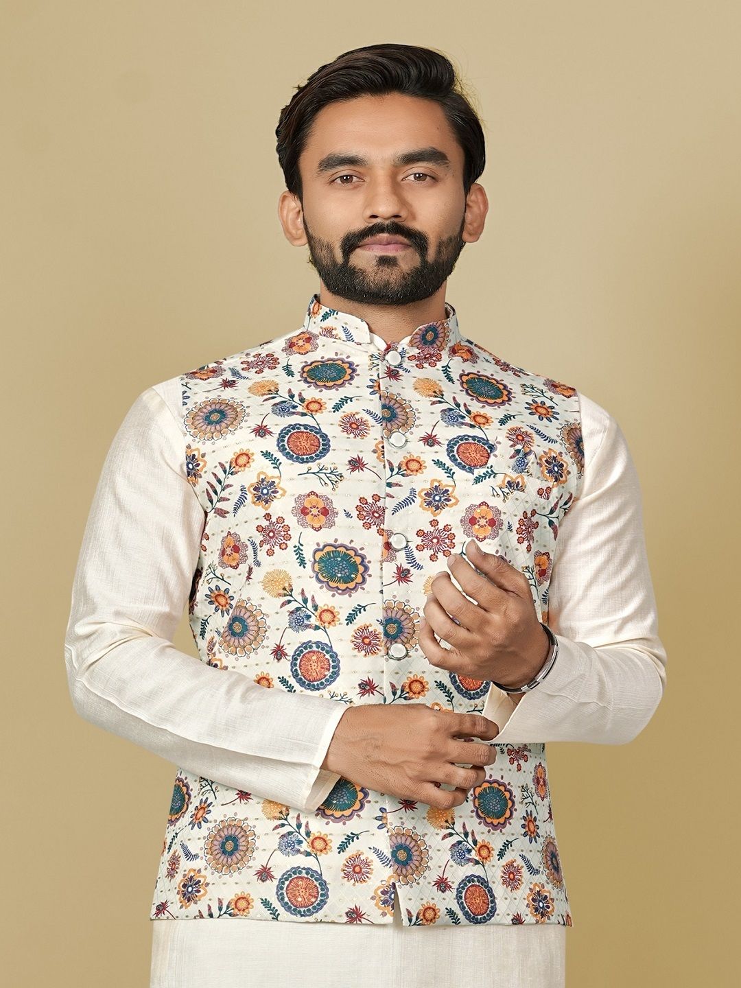 leipzig fashion Floral Print Men Waistcoat-picture-24