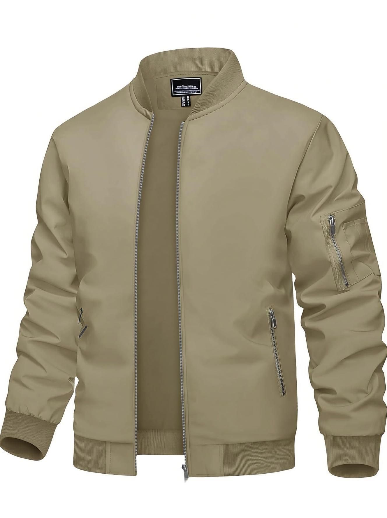 Men Solid Bomber Jacket-image-25