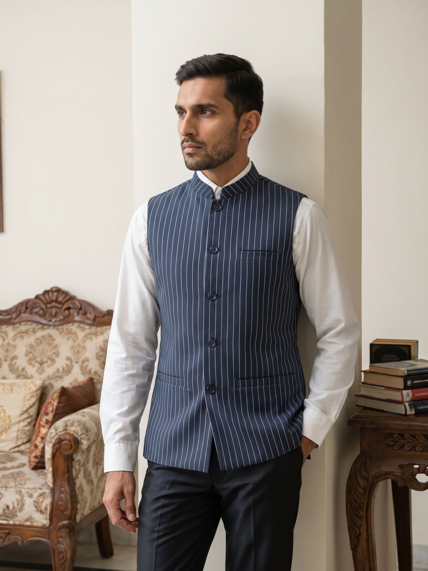 jompers Men Striped Nehru Jacket-picture-13