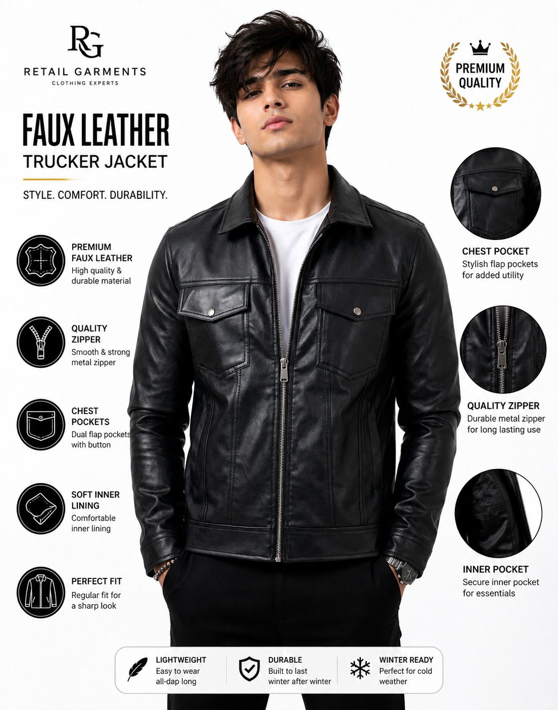 retail garments Men Solid Biker/Riding Jacket-picture-25