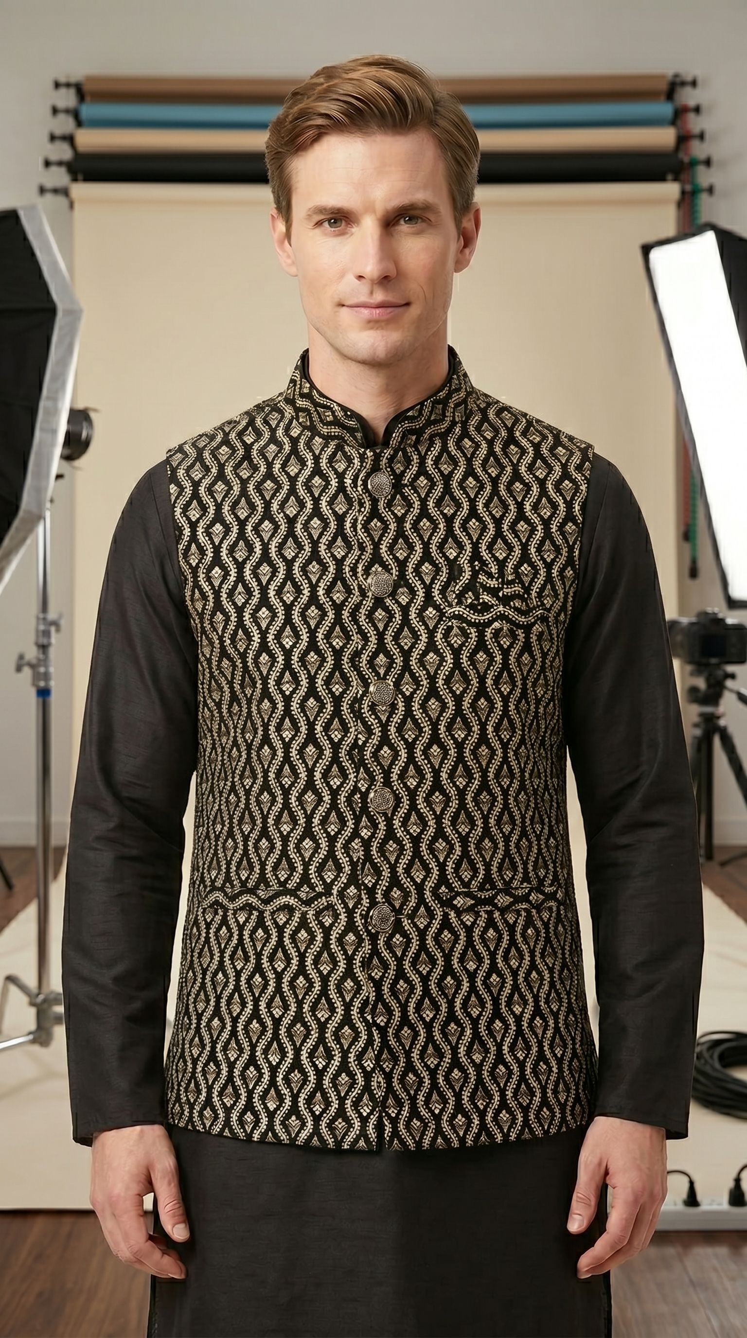 safa marwa Embroidered Men Waistcoat-picture-34