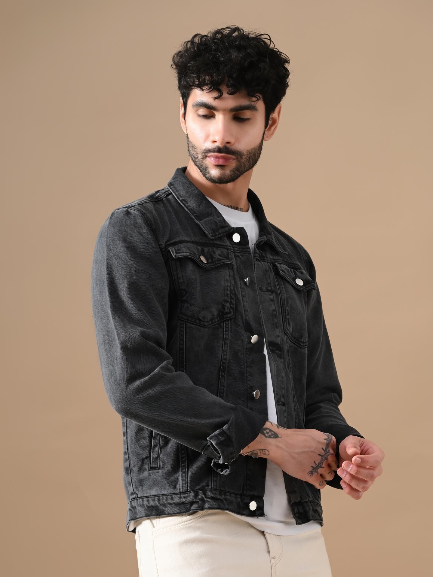 linaria Men Solid Denim Jacket-picture-1
