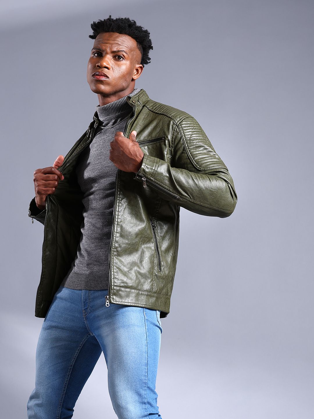 the indian garage co. Men Solid Leather Jacket-picture-14