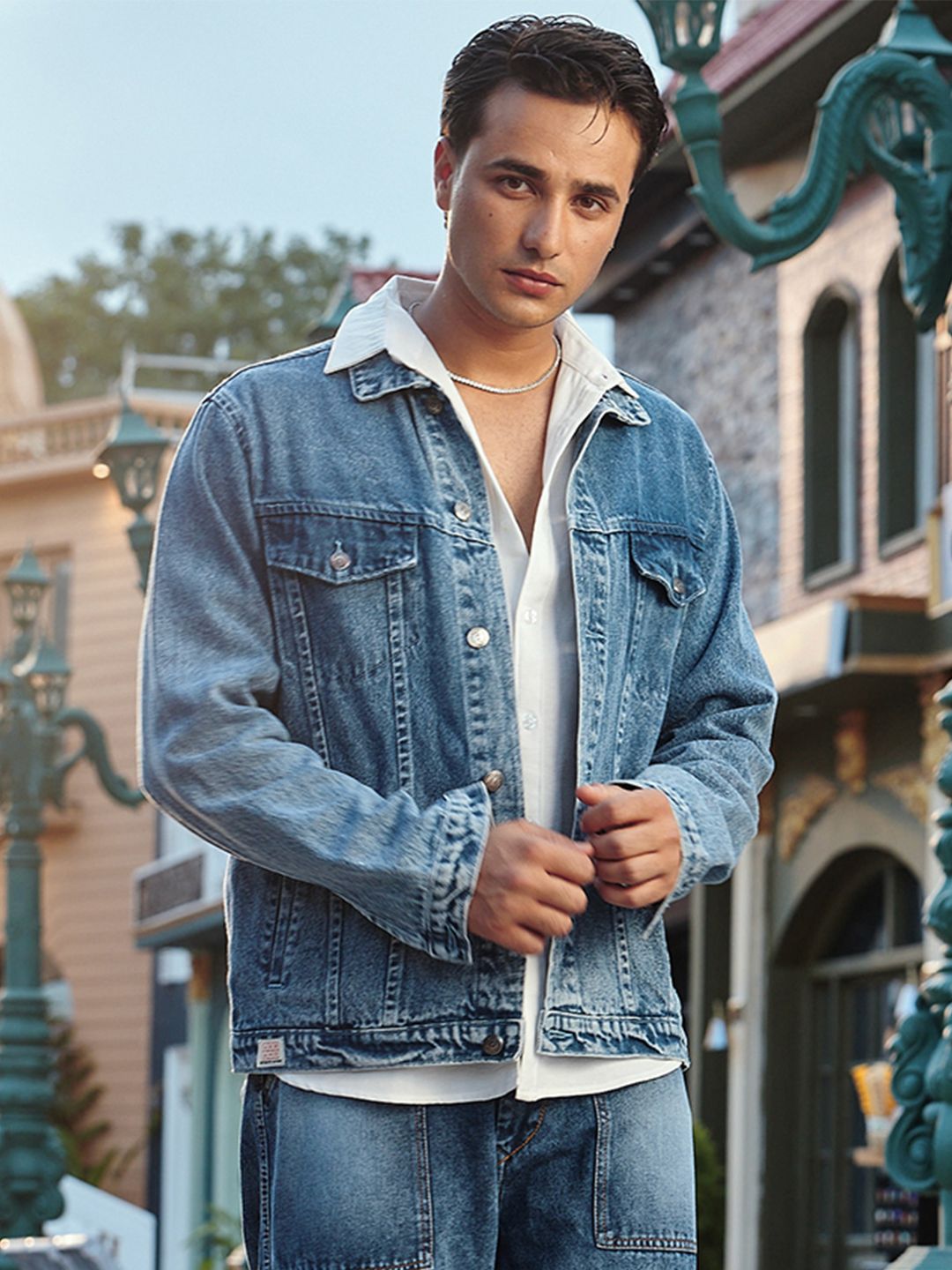 Men Washed Denim Jacket-image-3
