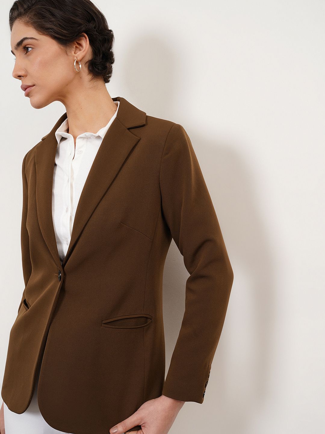 fable street Women Solid Single Breasted Formal Blazer-picture-32
