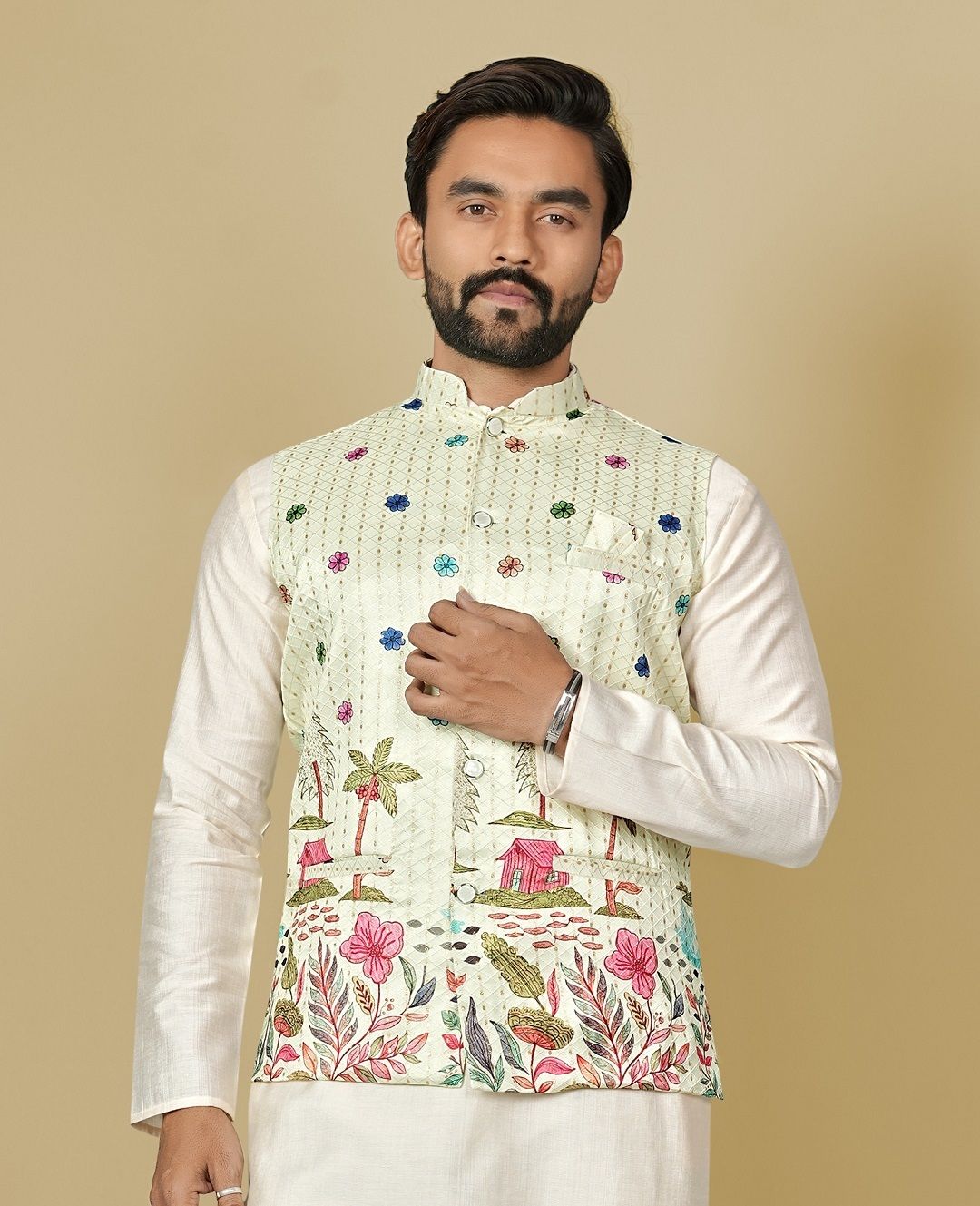 leipzig fashion Floral Print Men Waistcoat-picture-38