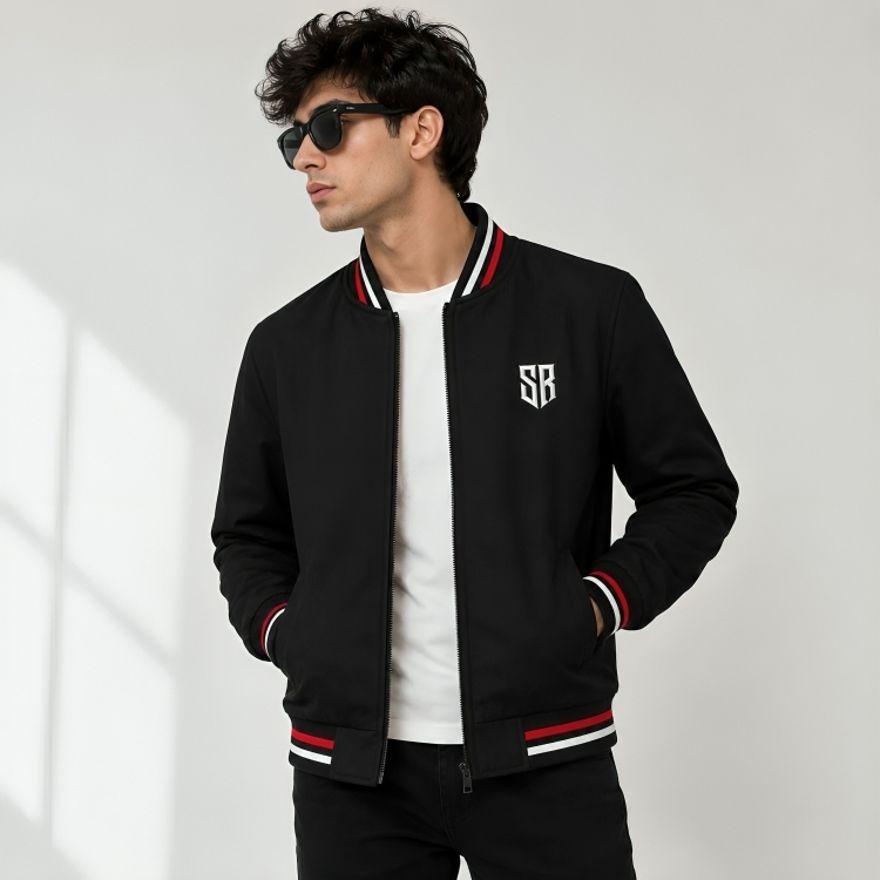 stileroma Men Solid, Embroidered, Self Design Bomber Jacket-picture-4