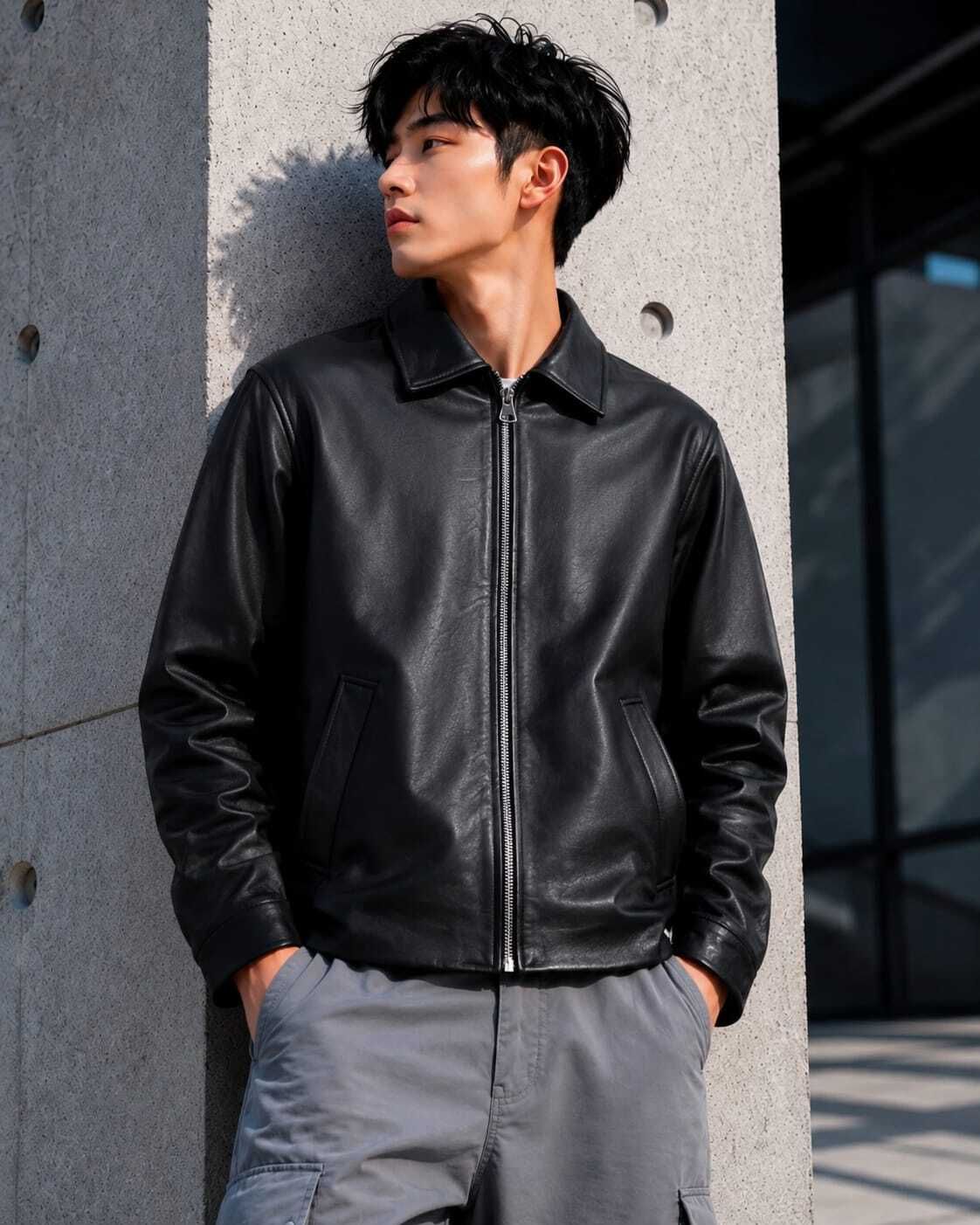 azyhub Men Solid Leather Jacket-picture-12
