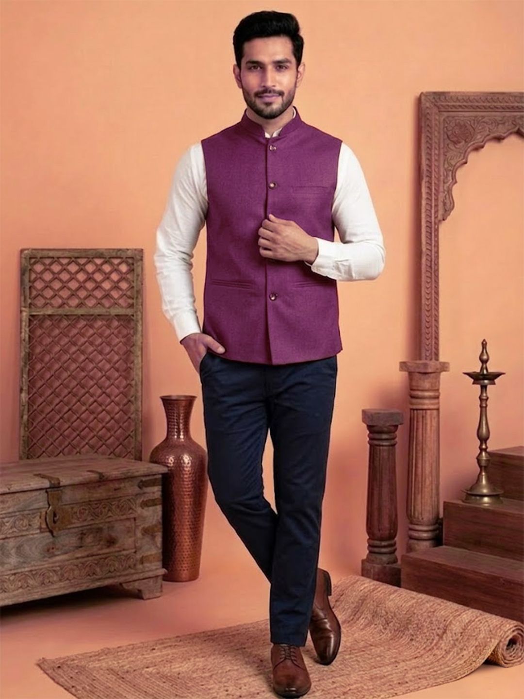 aurevia Solid Men Waistcoat-picture-10