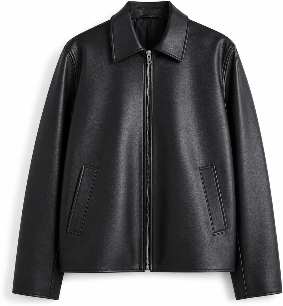zaraa Men Solid Leather Jacket-picture-26