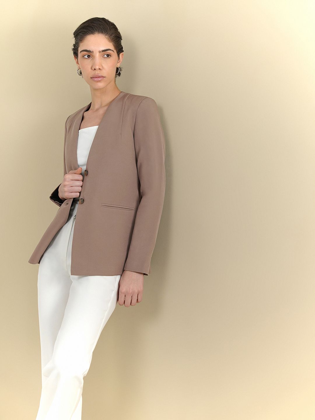 fable street Women Solid Single Breasted Formal Blazer-picture-28